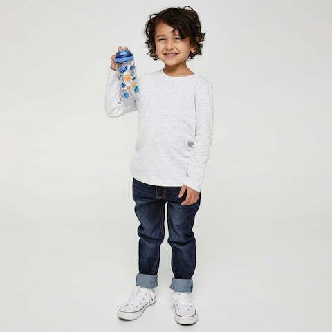 Smiggle - Botella de agua con pajita sin BPA Sky Hi Junior de 440 ml