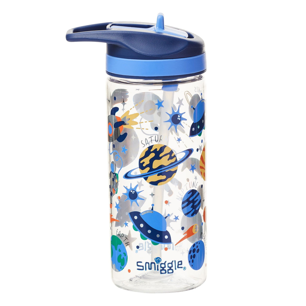 Smiggle - Botella de agua con pajita sin BPA Sky Hi Junior de 440 ml