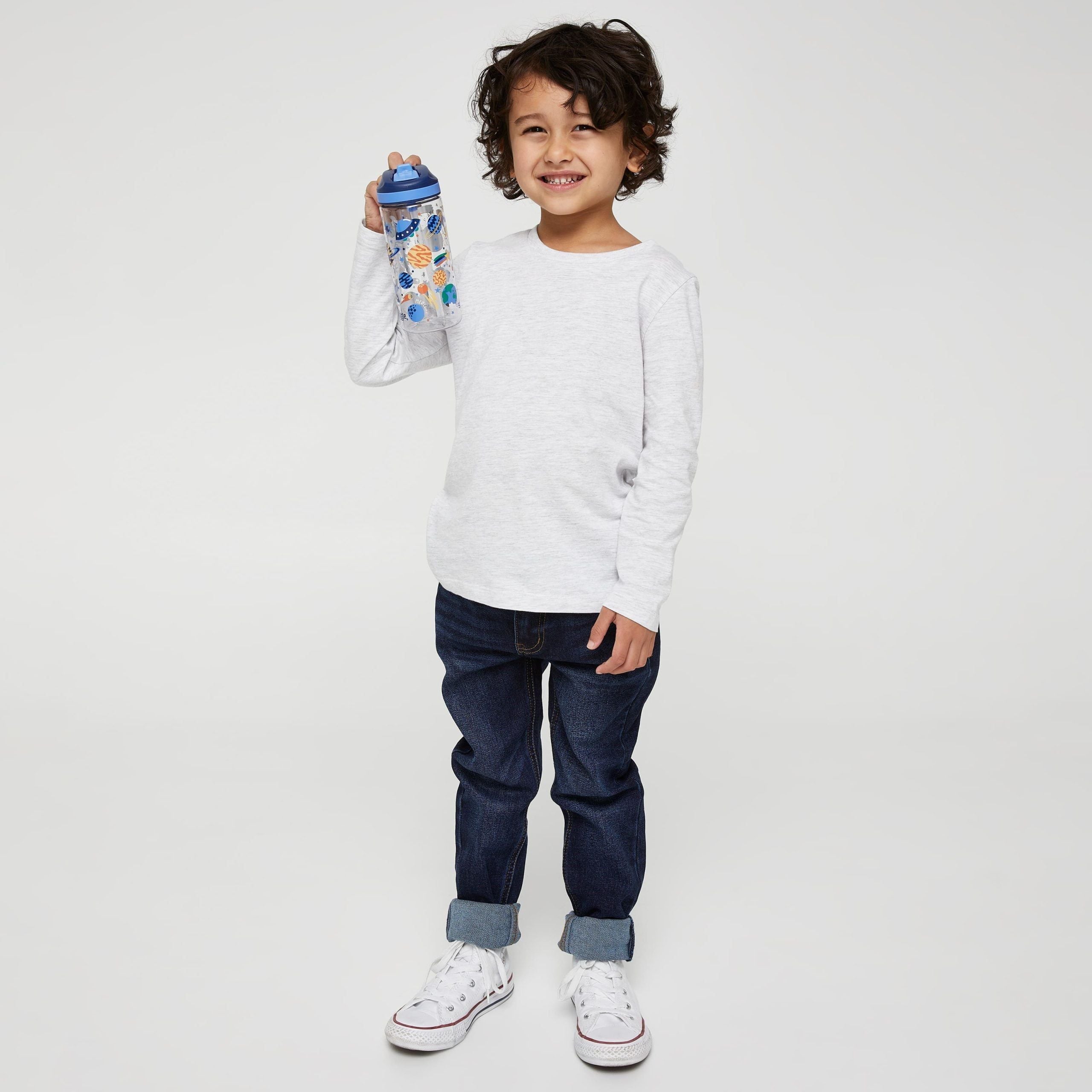 Smiggle - Botella de agua con pajita sin BPA Sky Hi Junior de 440 ml