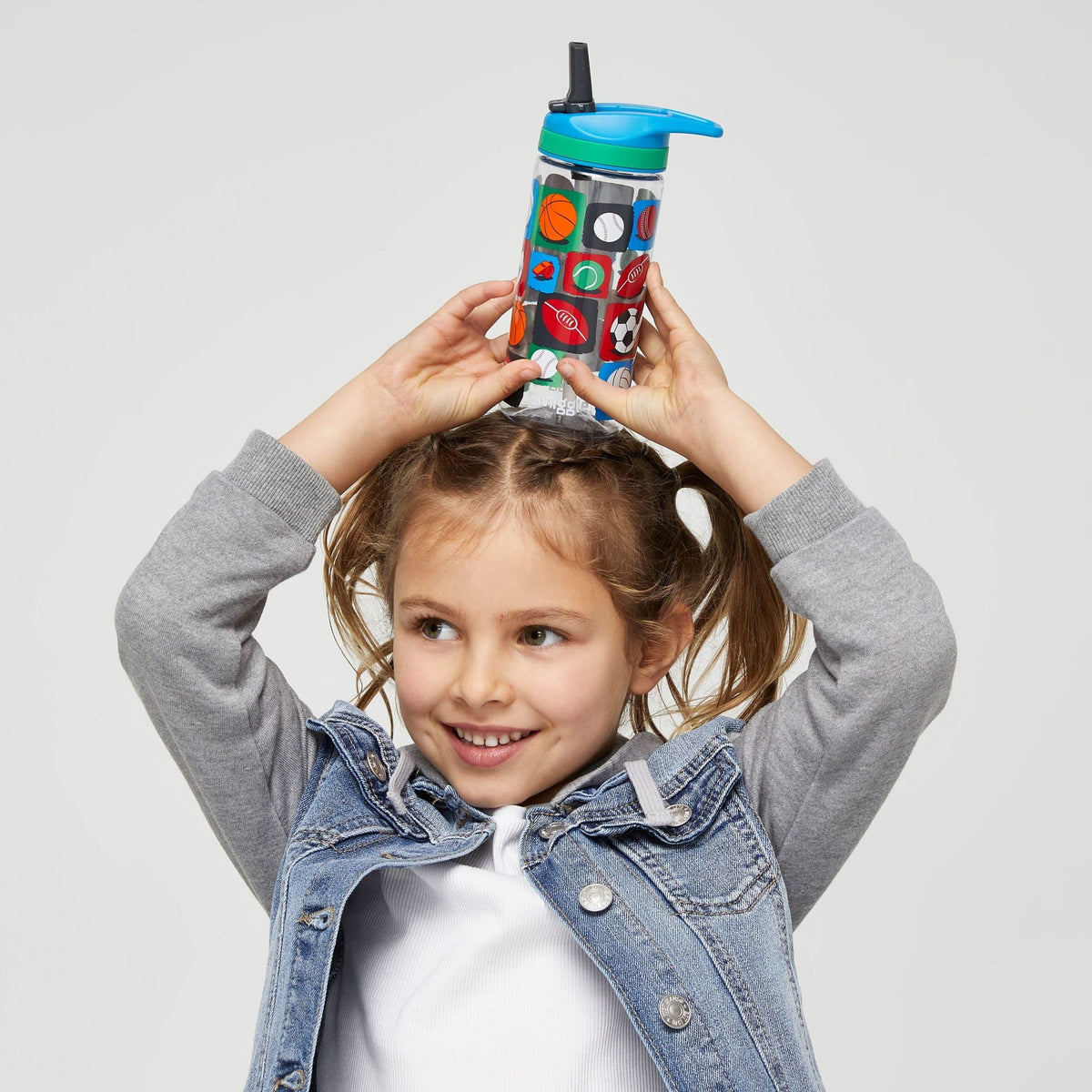 Smiggle - Botella de agua con pajita sin BPA Sky Hi Junior de 440 ml