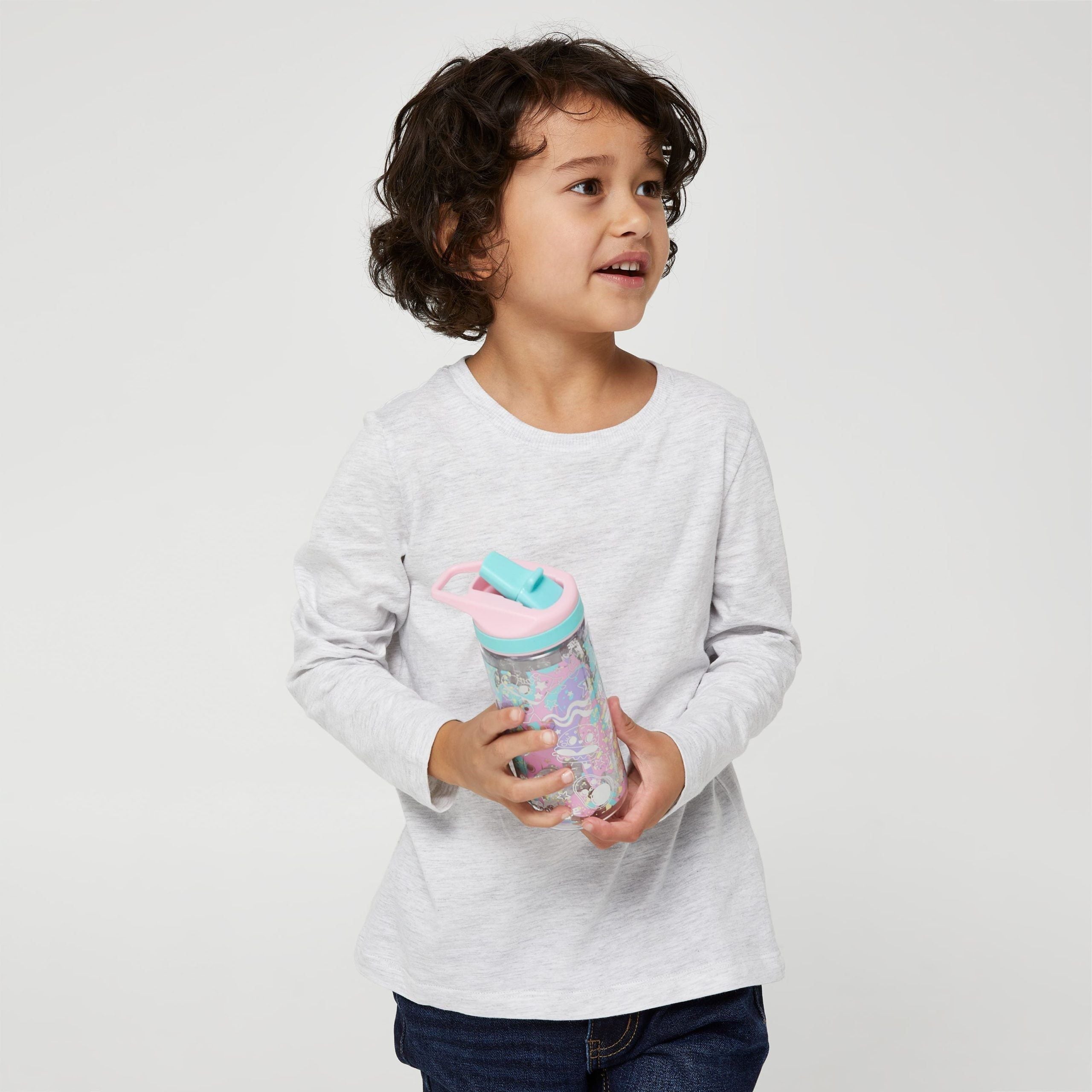 Smiggle - Botella de agua con pajita sin BPA Sky Hi Junior de 440 ml