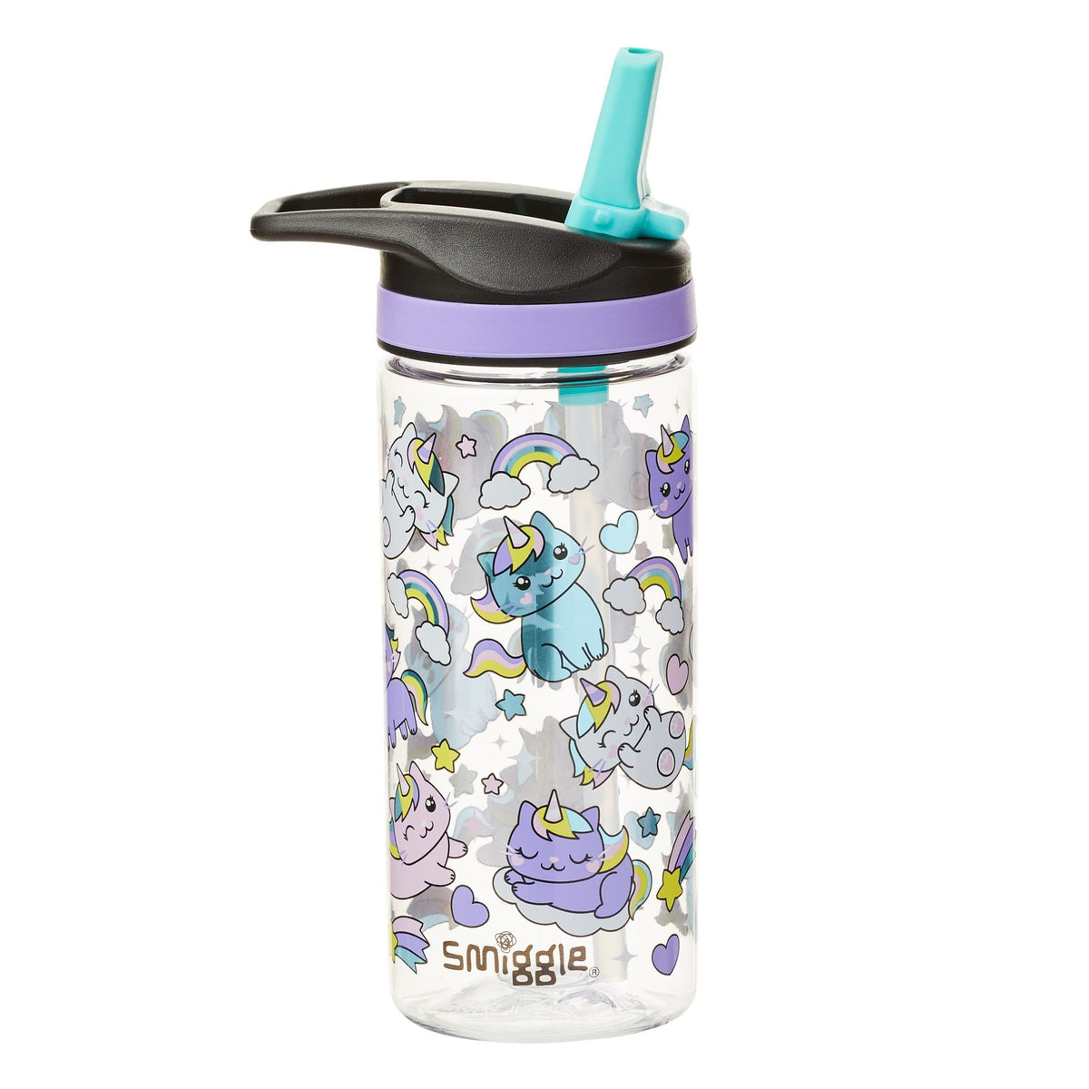 Smiggle - Botella de agua con pajita sin BPA Sky Hi Junior de 440 ml