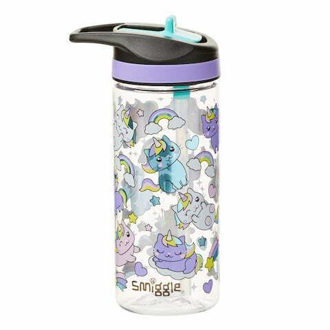 Smiggle - Botella de agua con pajita sin BPA Sky Hi Junior de 440 ml