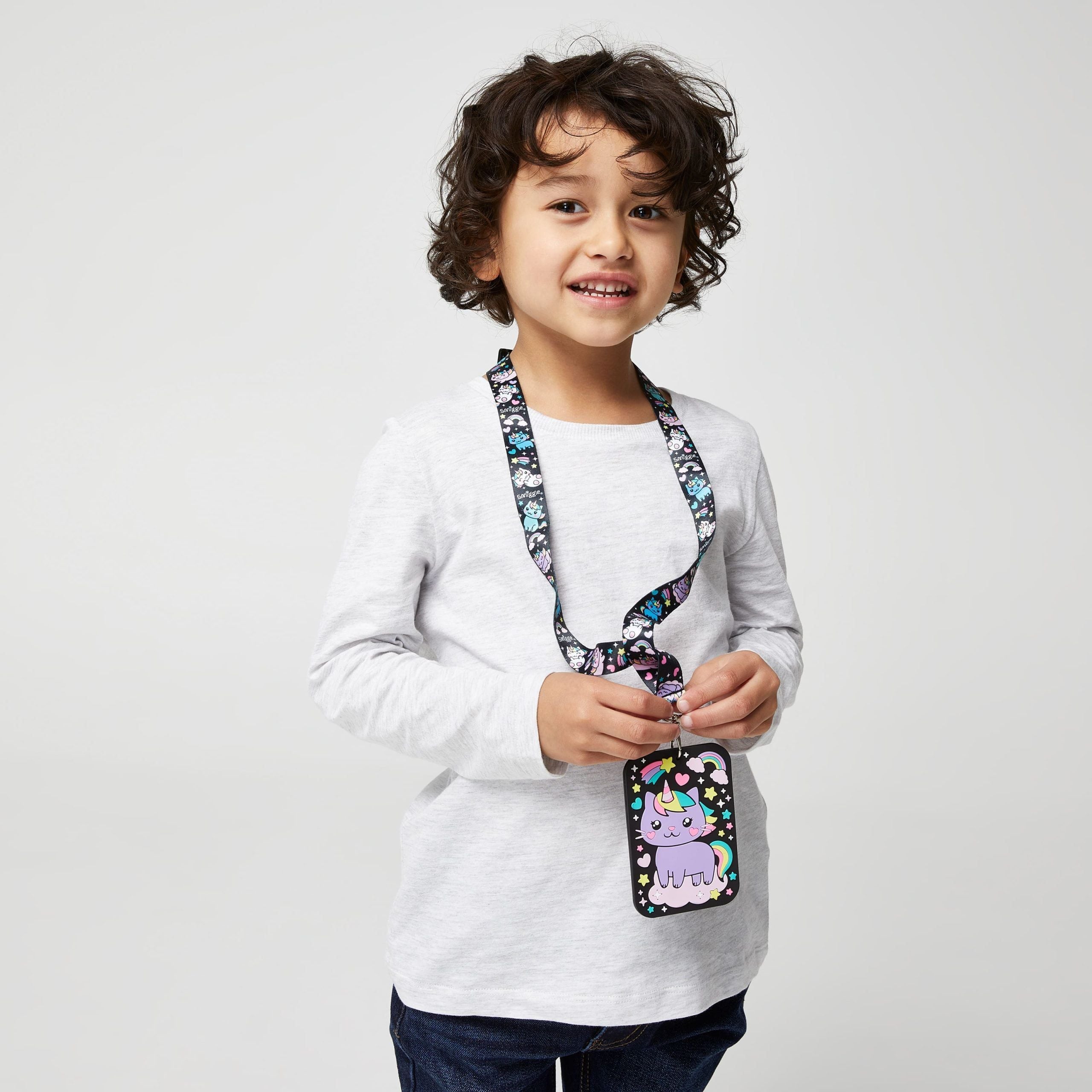 Smiggle - Tarjetero escolar con cordón Sky Hi Junior