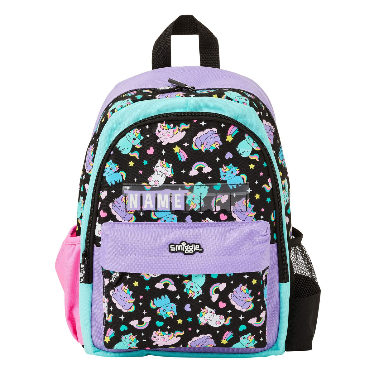 Smiggle - Mochila Sky Hi Junior con etiqueta de nombre