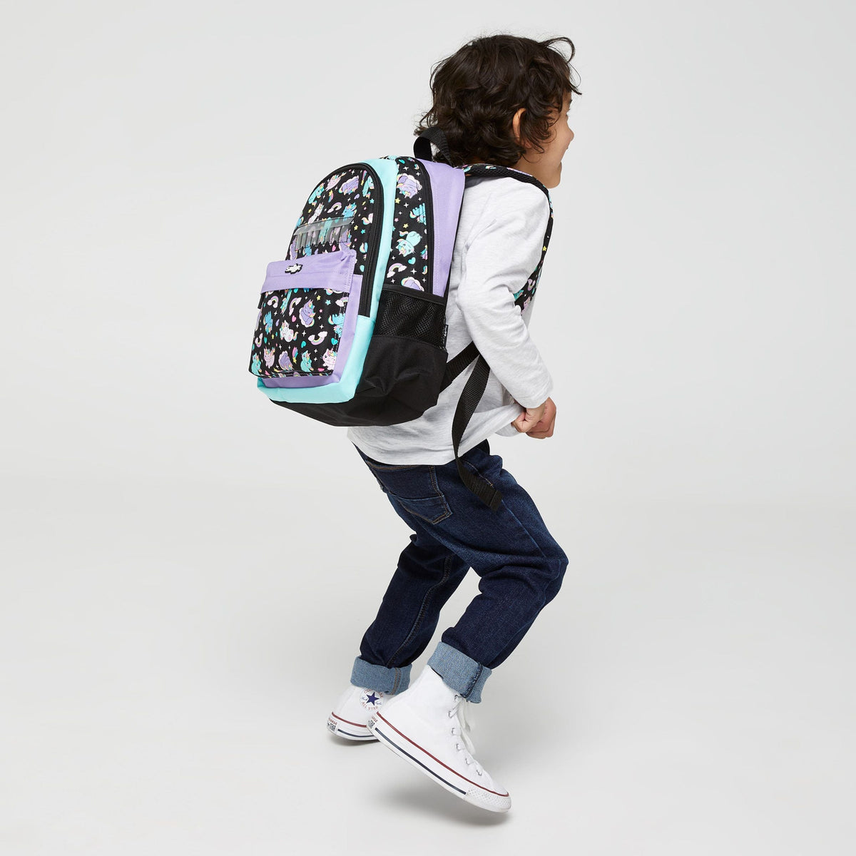 Smiggle - Mochila Sky Hi Junior con etiqueta de nombre