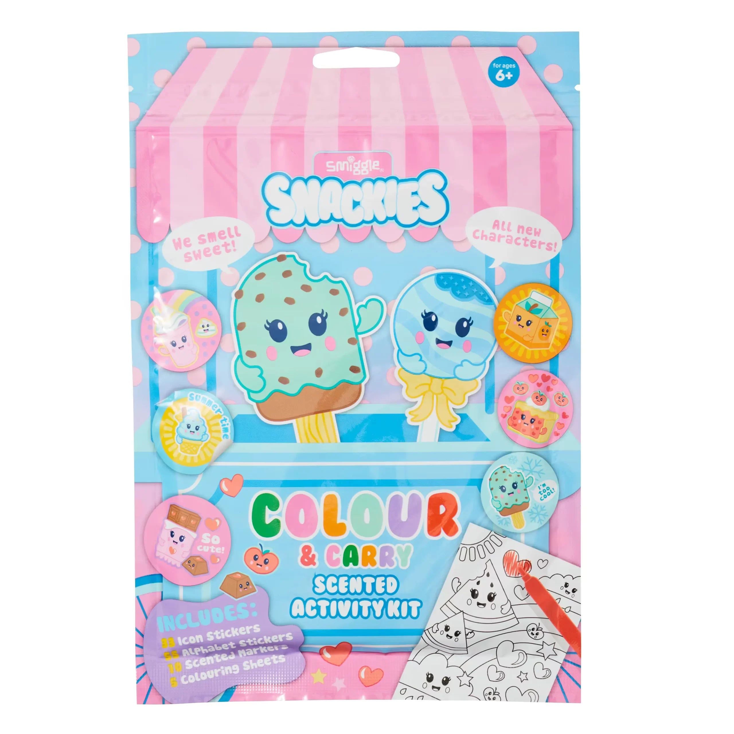 Smiggle - Lápices de colores mini con olor y set de actividades Snackies
