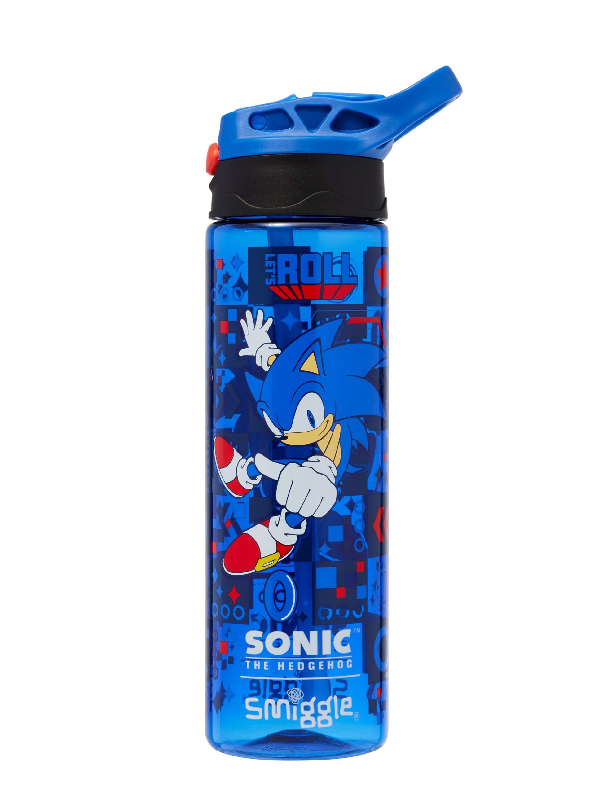 Smiggle - Sonic Botella de Agua Automática con Pajita, 650 ml, sin BPA