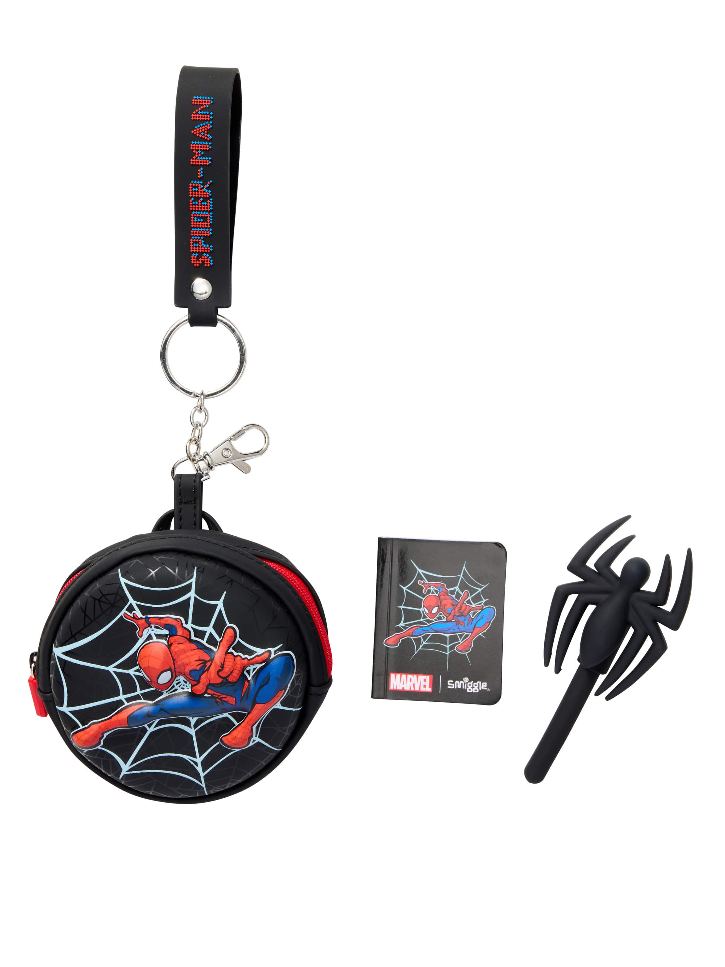 Smiggle - Llavero Spider-Man con minimaterial de escritura y cuaderno