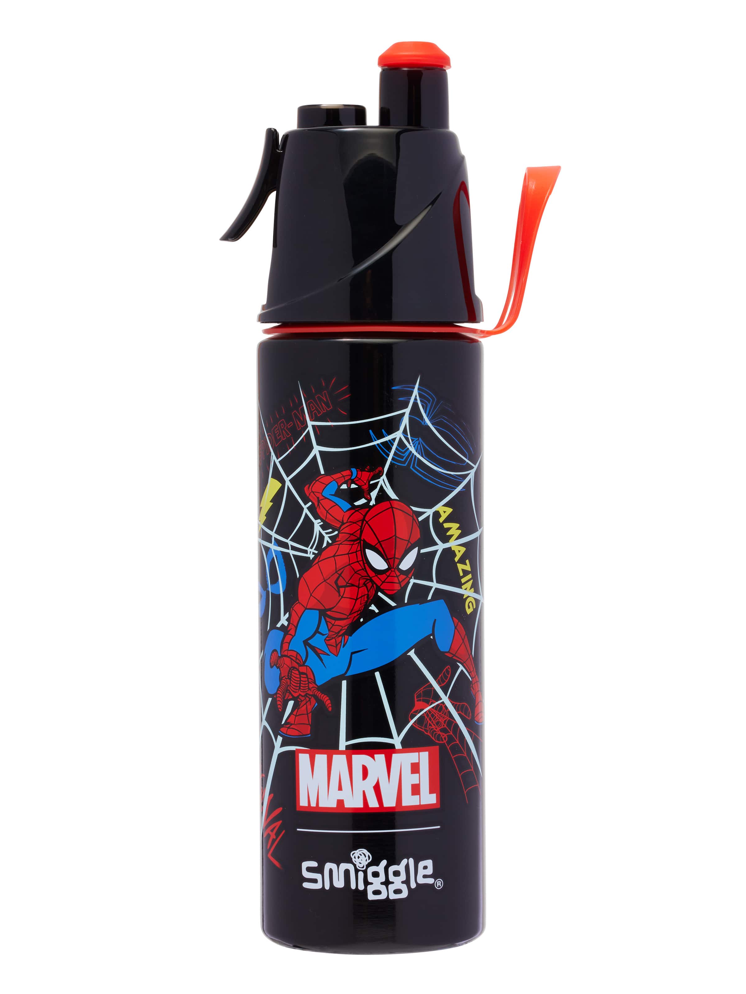 Smiggle - Botella de acero de 500 ml con pulverizador Spider-Man