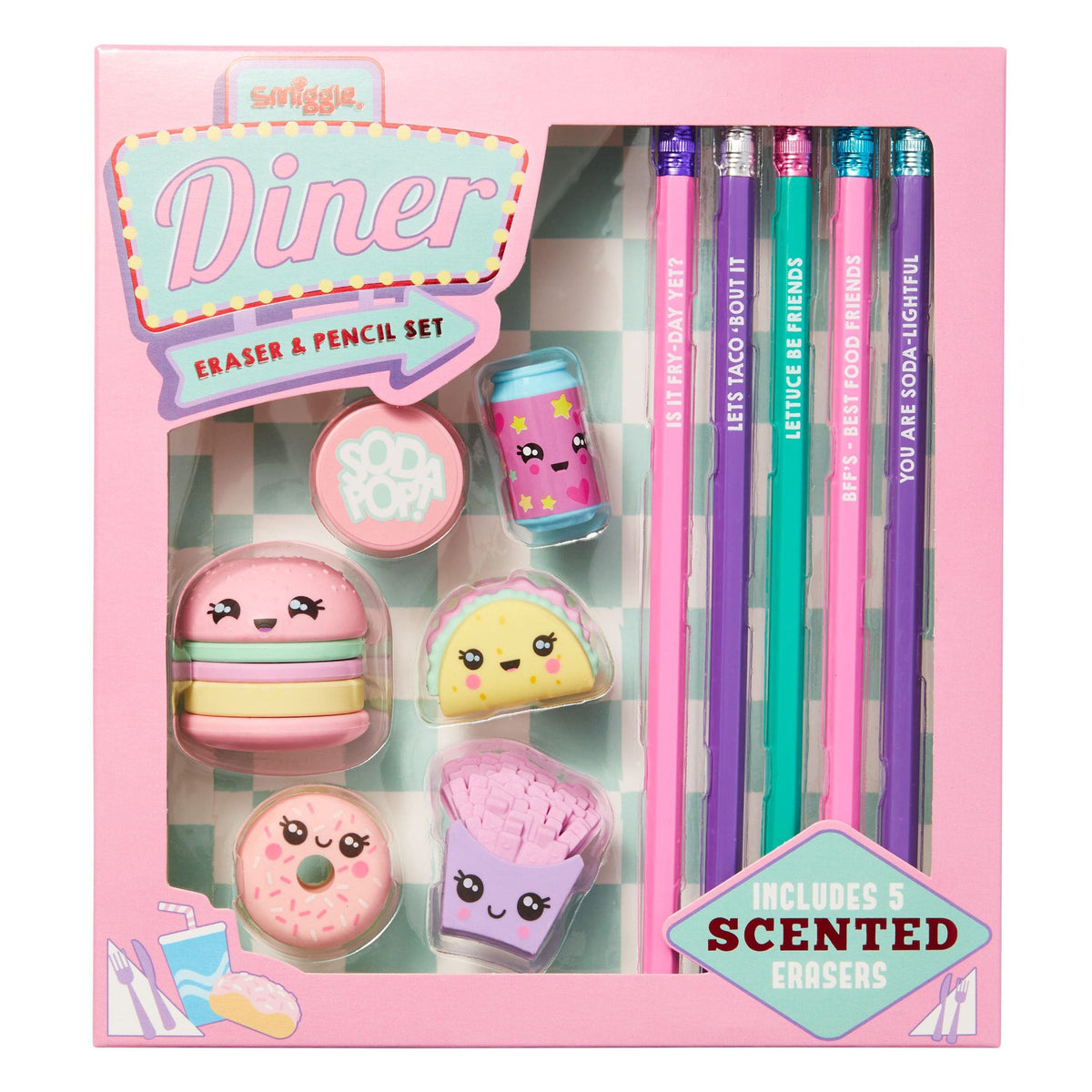 Smiggle - Set de goma y lápices Sweet Treats