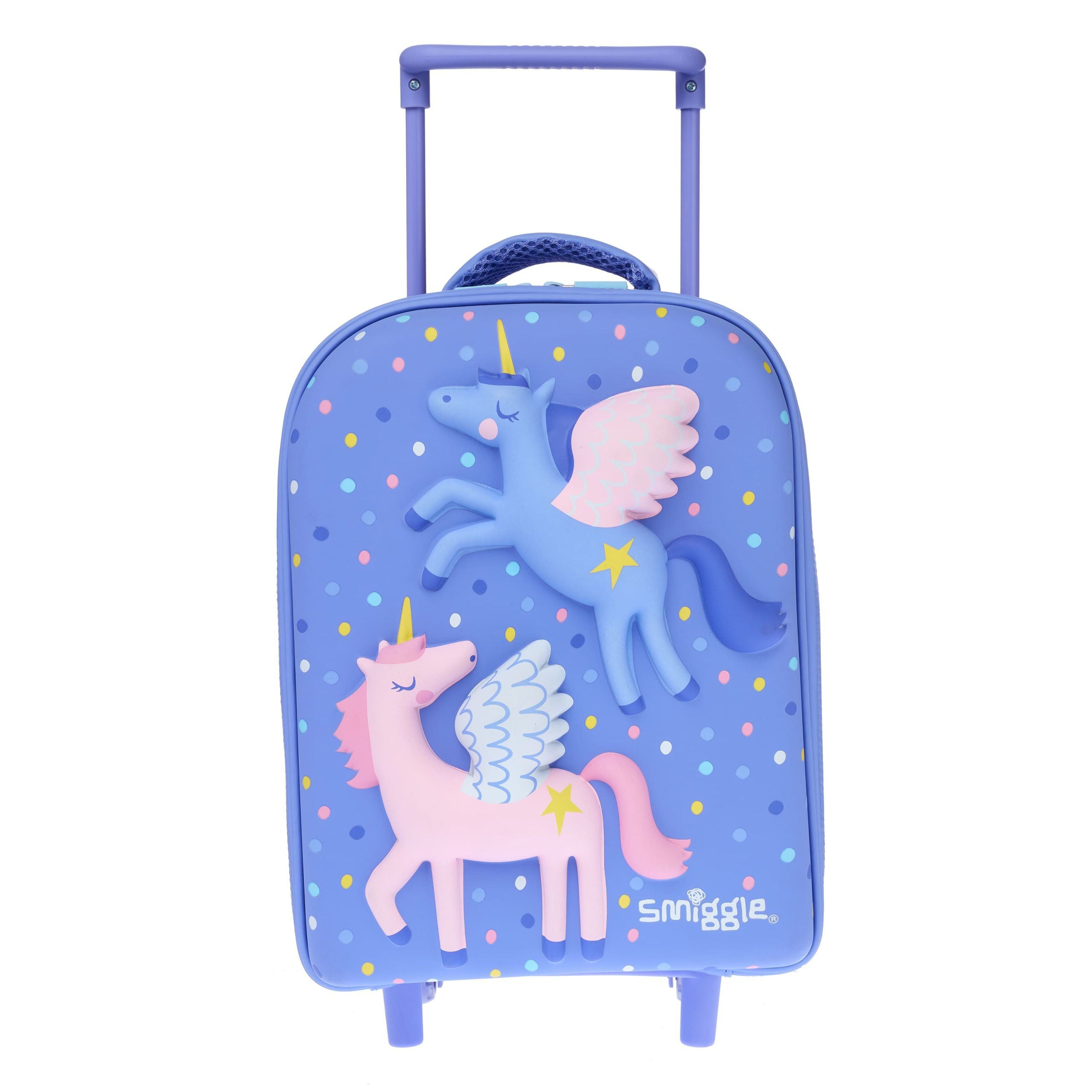 Smiggle - Maleta escolar y de viaje con ruedas, luces de arriba y abajo