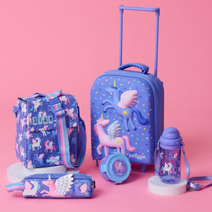 Smiggle - Maleta escolar y de viaje con ruedas, luces de arriba y abajo