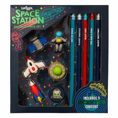 Smiggle - Set de Borrador y Lápiz Estación Espacial
