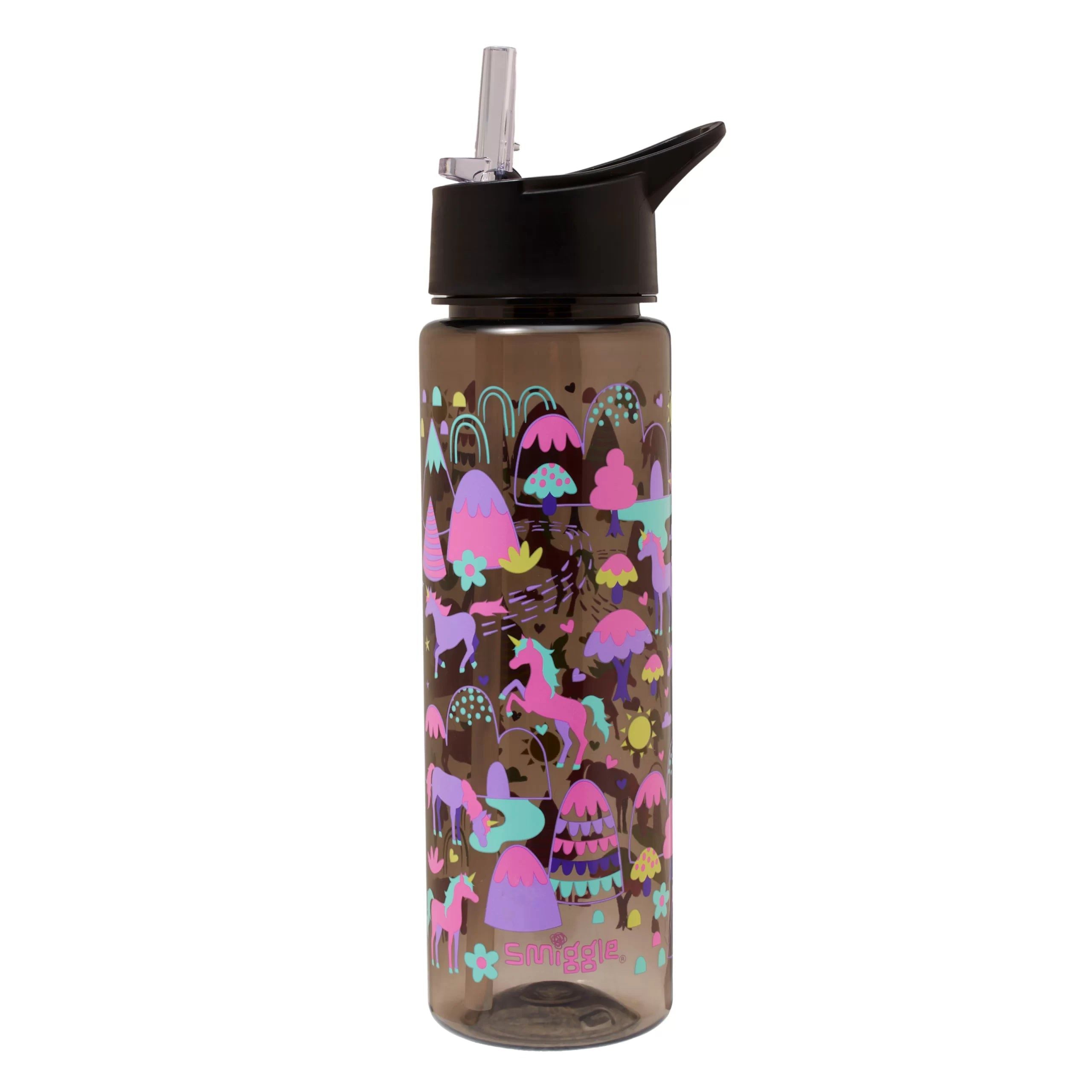 Smiggle - Botella de agua de 750 ML con pajita, sin BPA, modelo Vibin