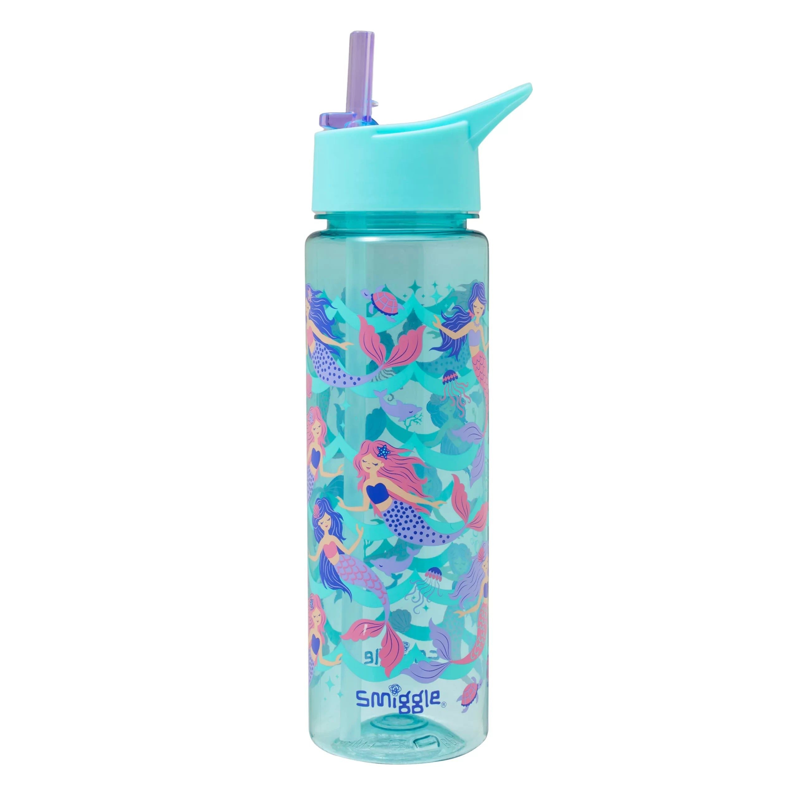 Smiggle - Botella de agua de 750 ML con pajita, sin BPA, modelo Vibin