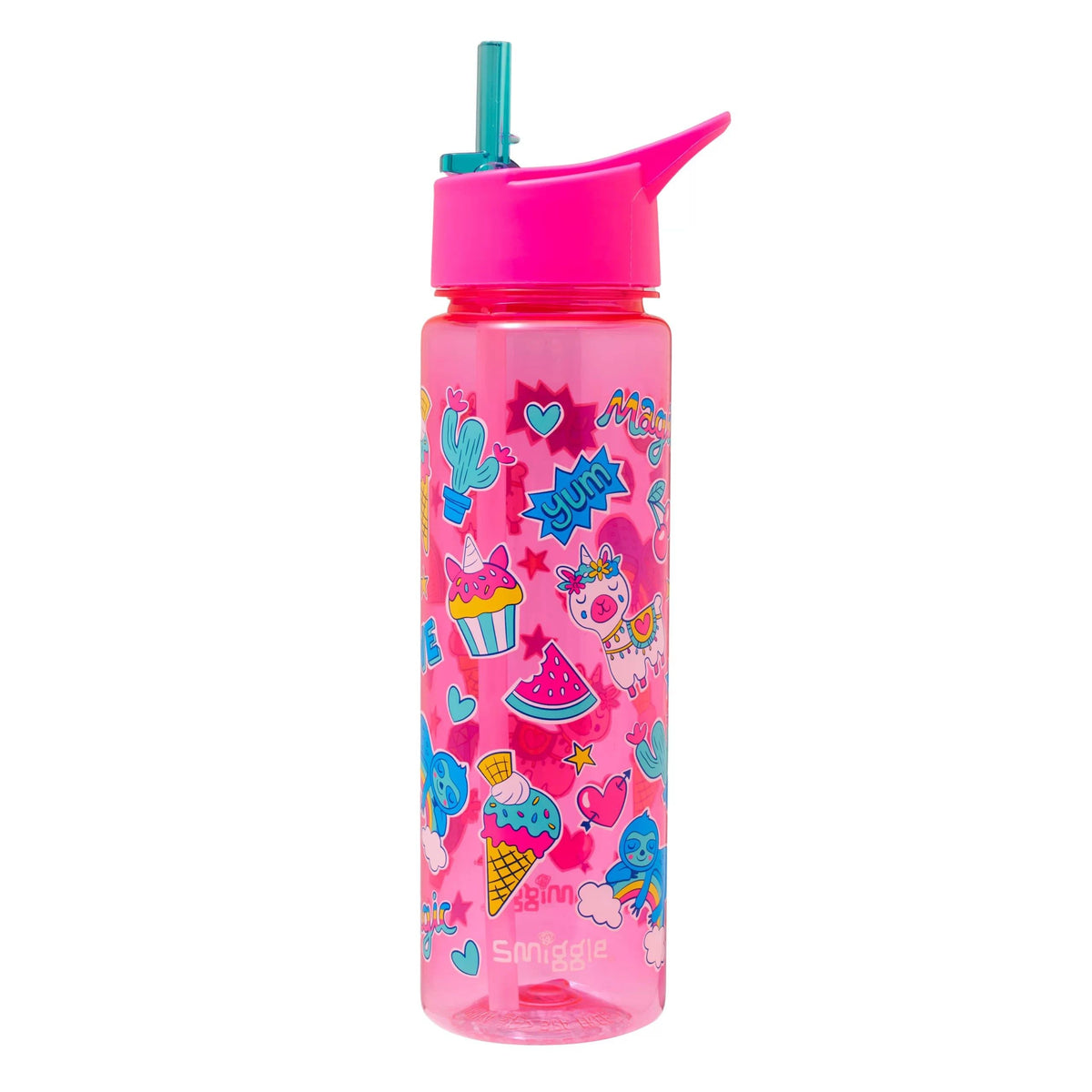Smiggle - Botella de agua de 750 ML con pajita, sin BPA, modelo Vibin