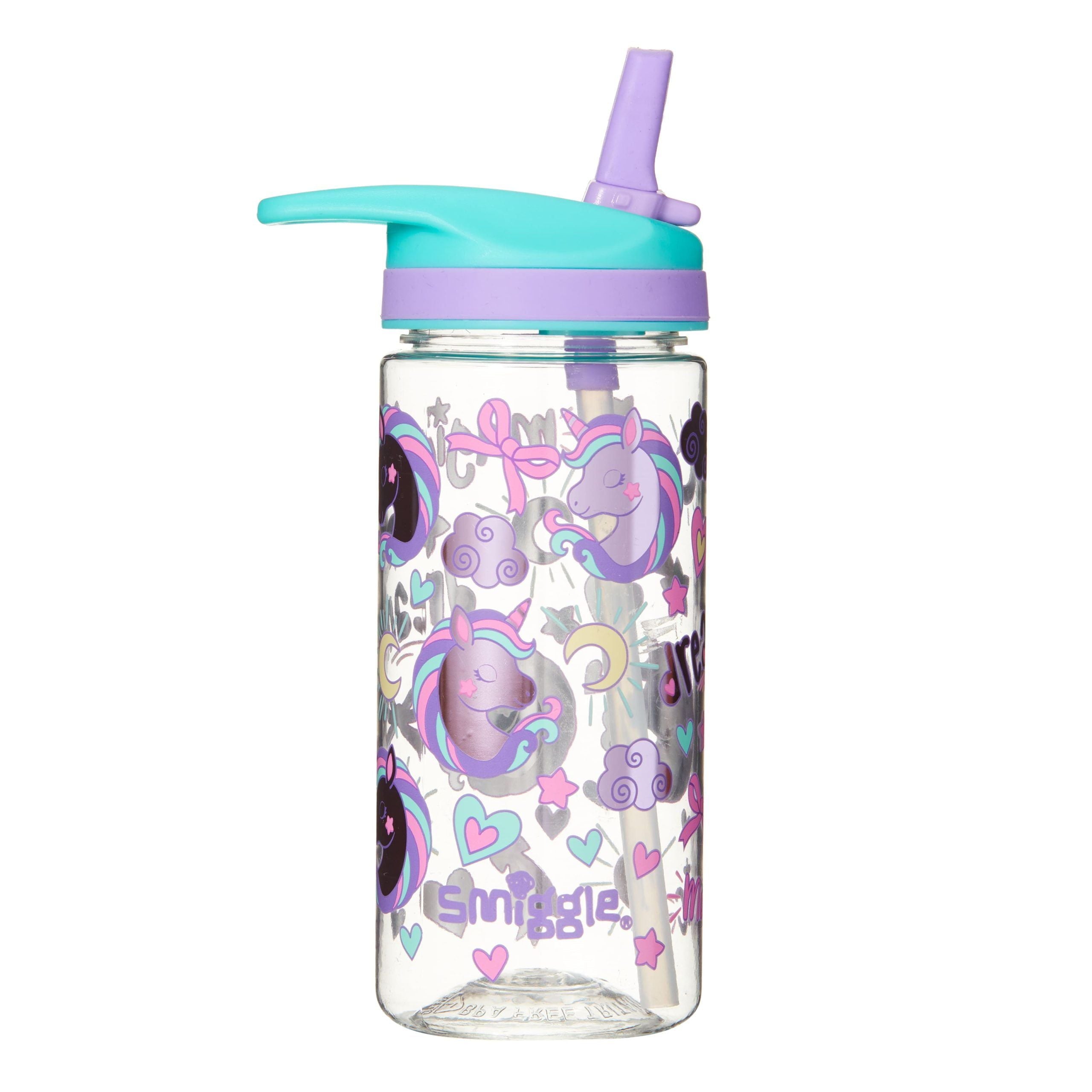Smiggle - Botella de agua con pajita sin BPA Wander Junior 440 ml