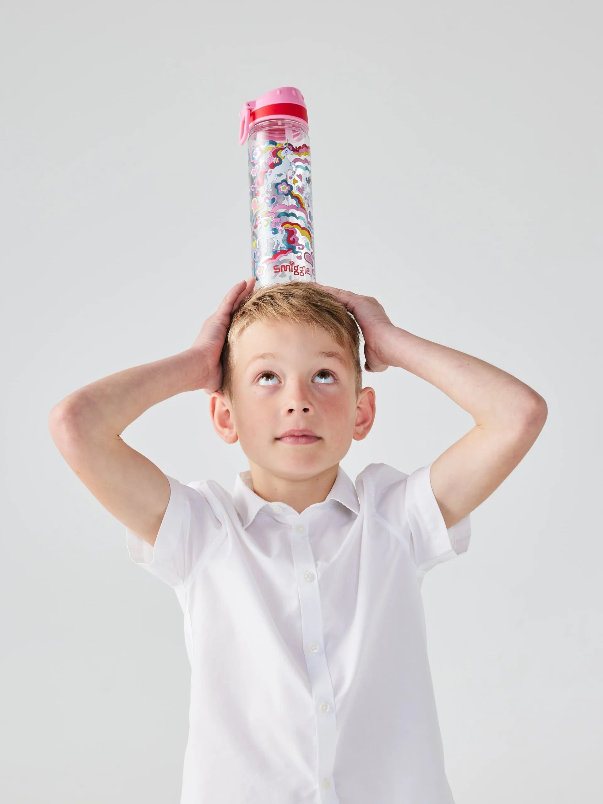 Smiggle - Botella de agua sin BPA de 650 ml con pajita Wild Side