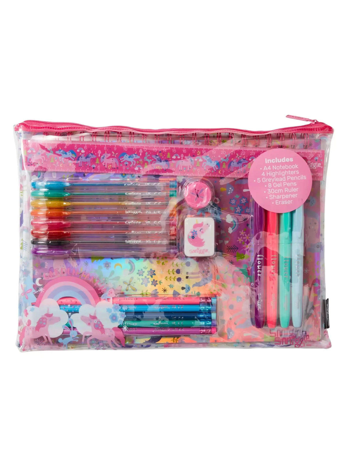 Smiggle - Cuaderno A4 Wish y set de papelería