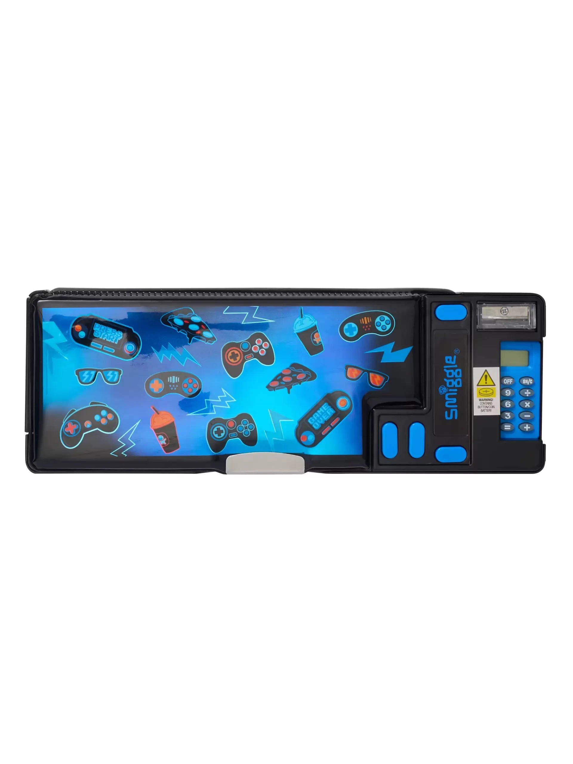 Smiggle - Wonder World Estuche de lápices automático con calculadora para amantes de los juegos