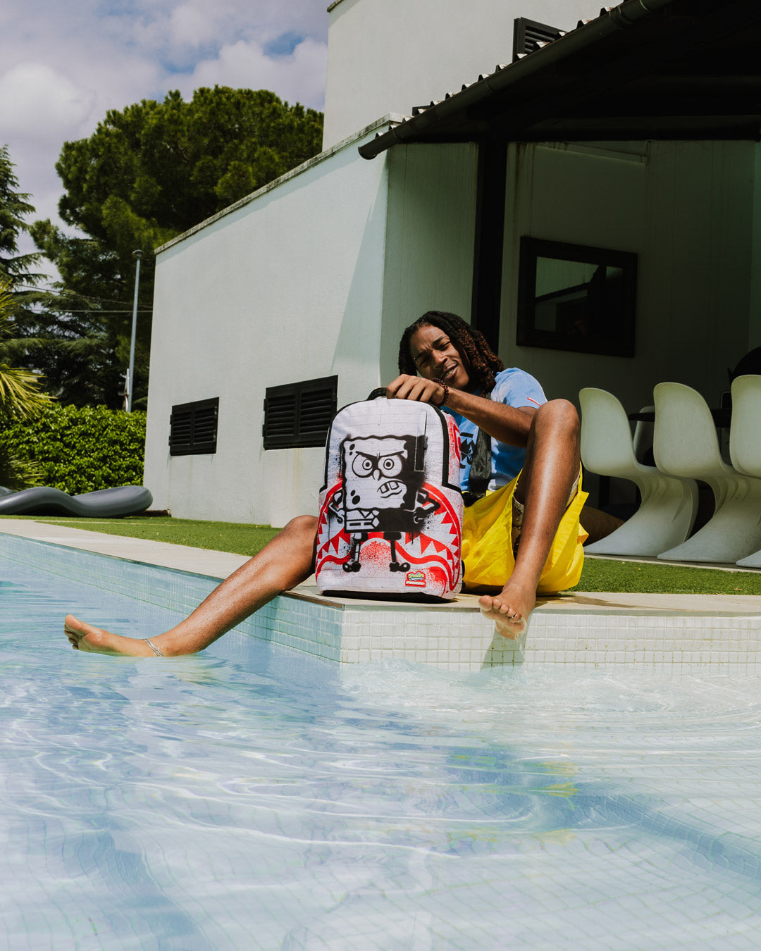 Sprayground - Mochila DLXR de Bob Esponja con estampado de plantilla