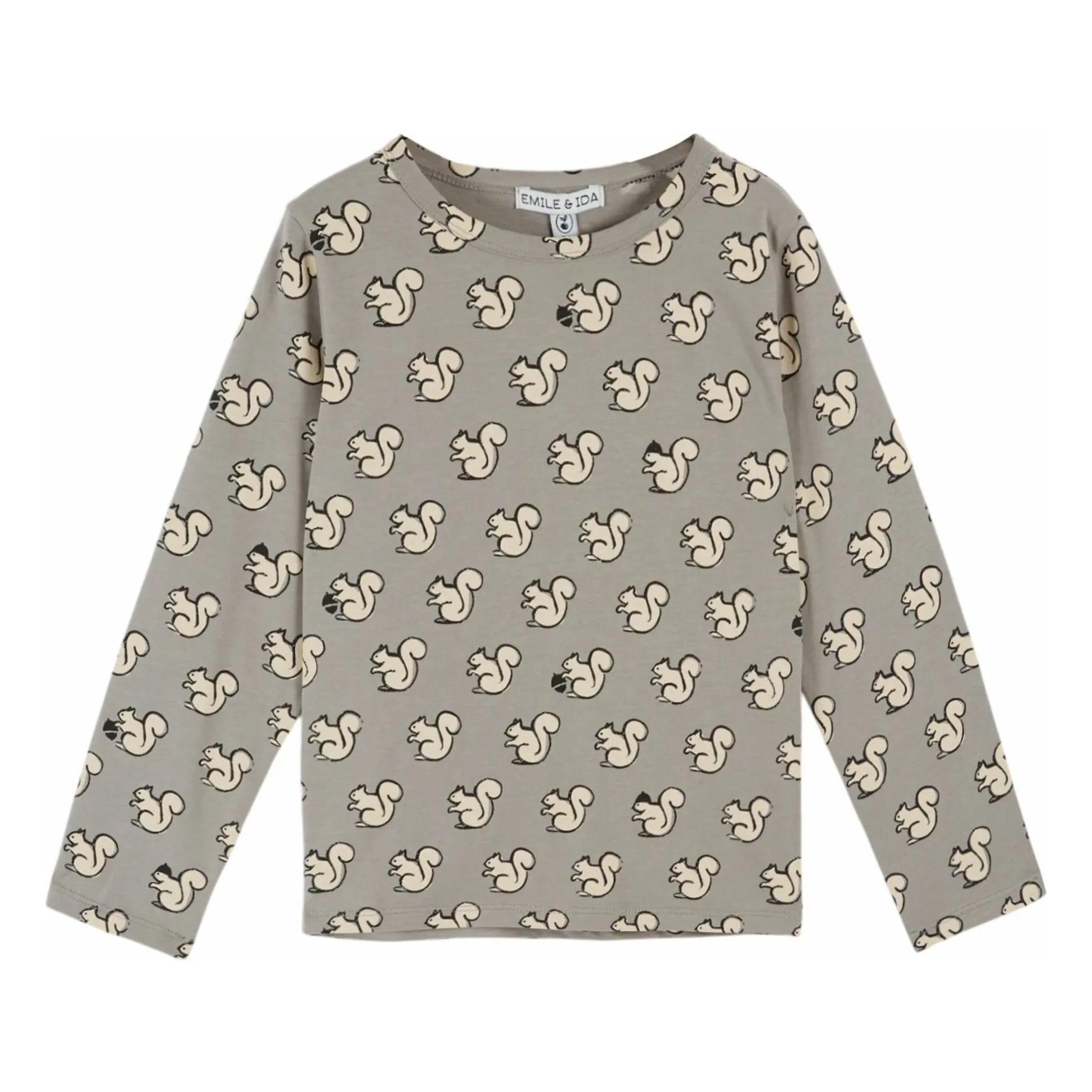 Emile et Ida - Camisetas de algodón orgánico Squirrels | Gris claro