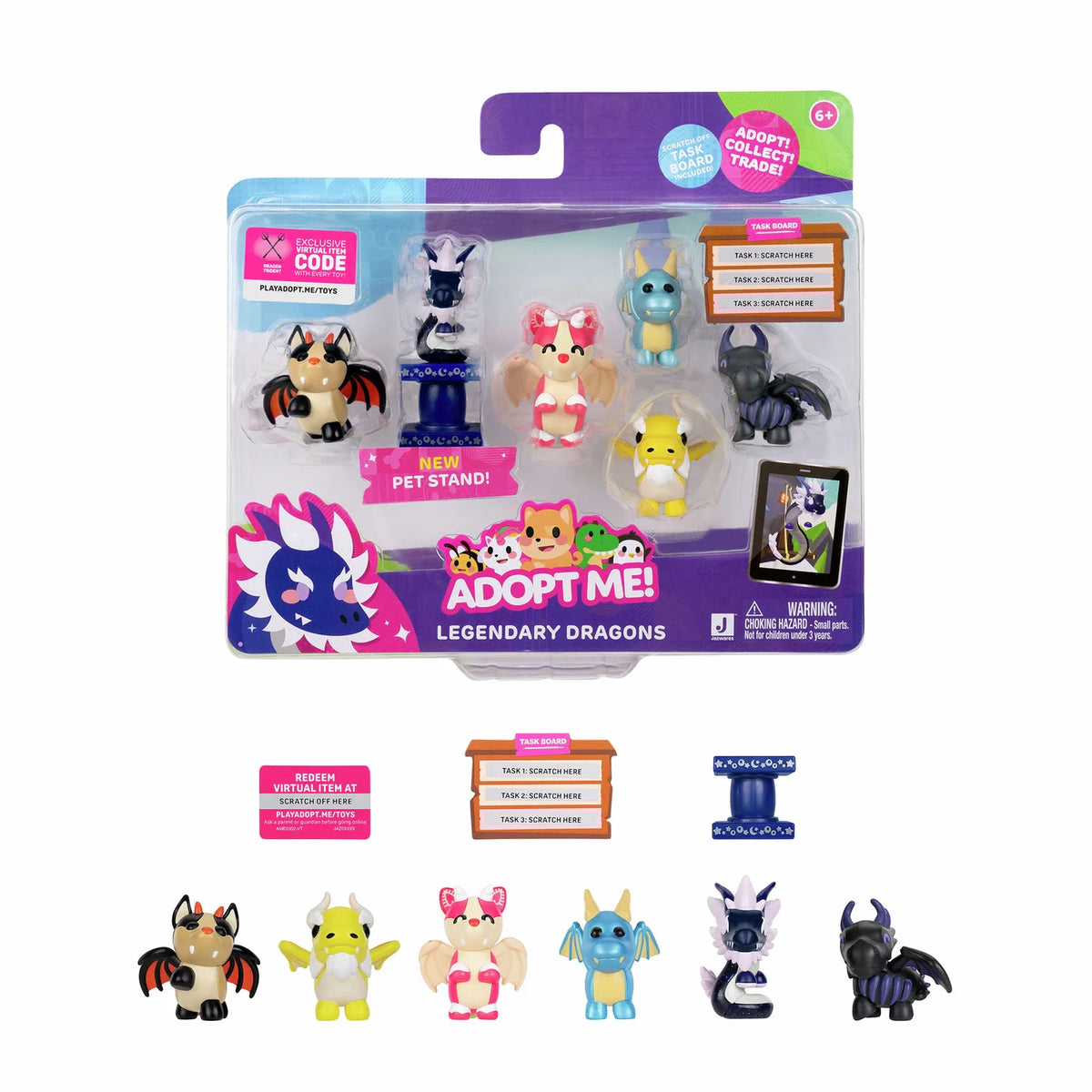 Squishmallows - ¡Adóptame! Figuras de Juguete de Dragones Legendarios de 6 Unidades