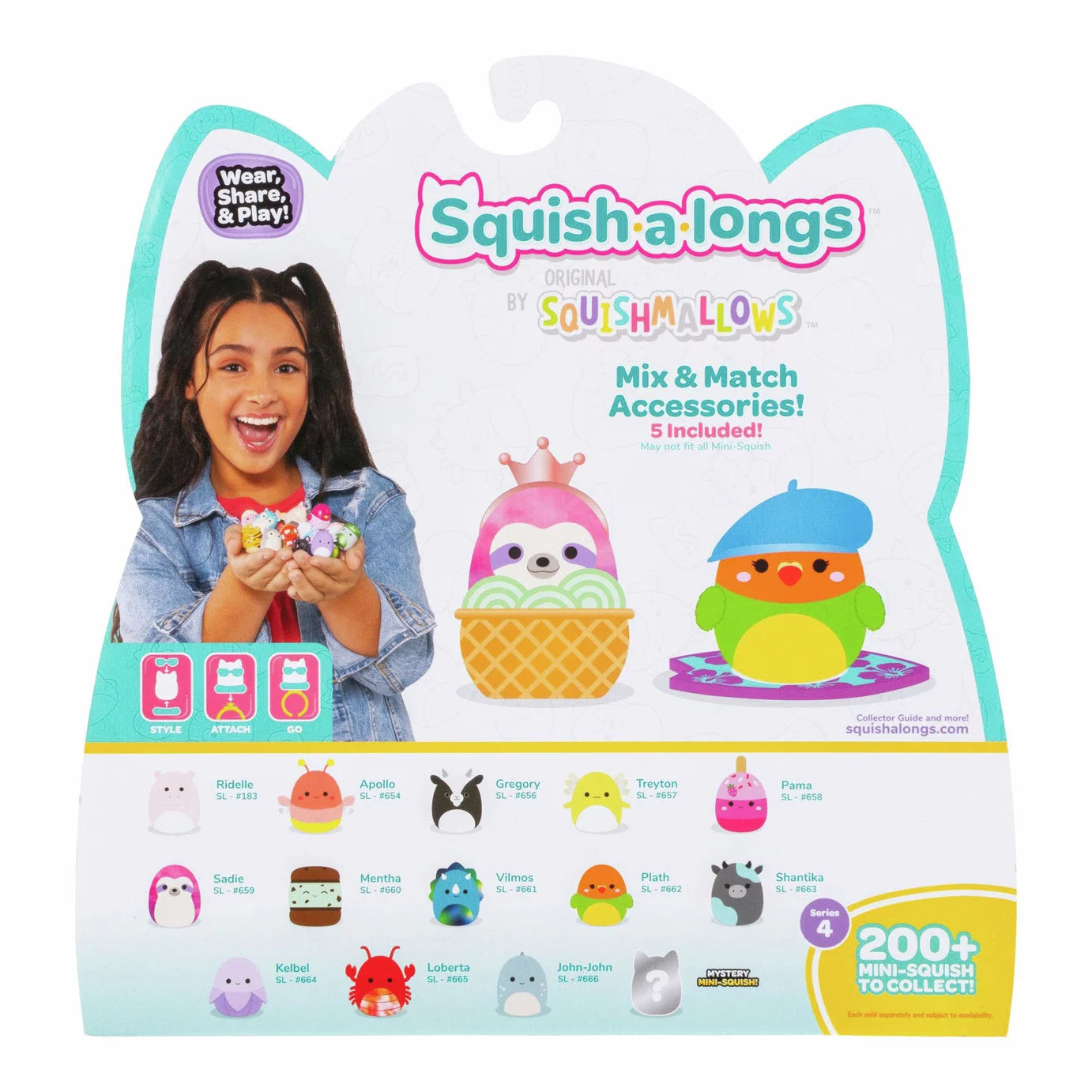 Squishmallows - Squish-a-longs 14 Figuras + Set de Anillos + 4 Accesorios Juguete de Edición Especial