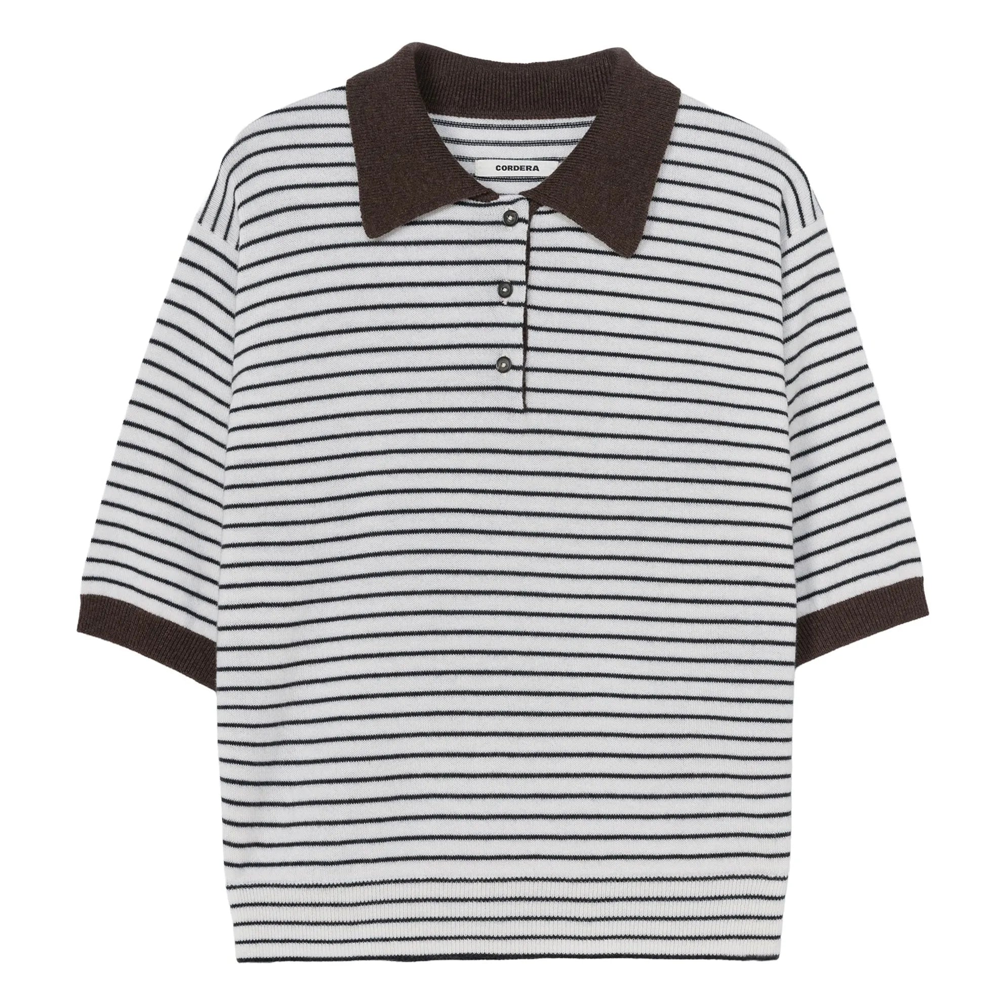 Cordera - Polo de lana merino a rayas | Marrón