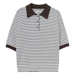 Cordera - Polo de lana merino a rayas | Marrón