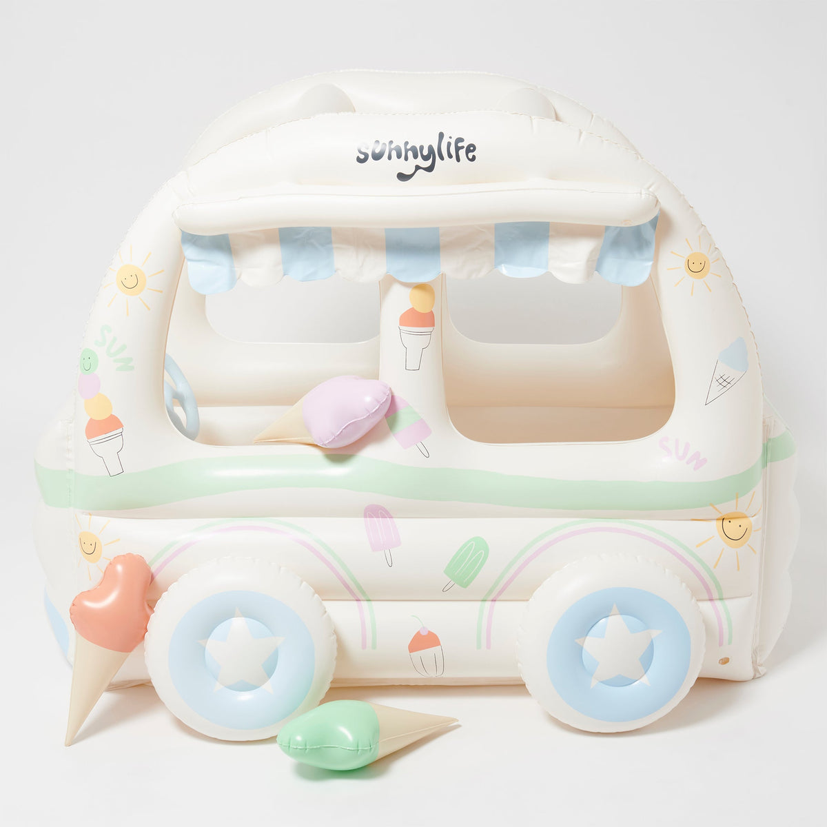 Sunnylife - Set de juego hinchable de heladería para playa y jardín para niños