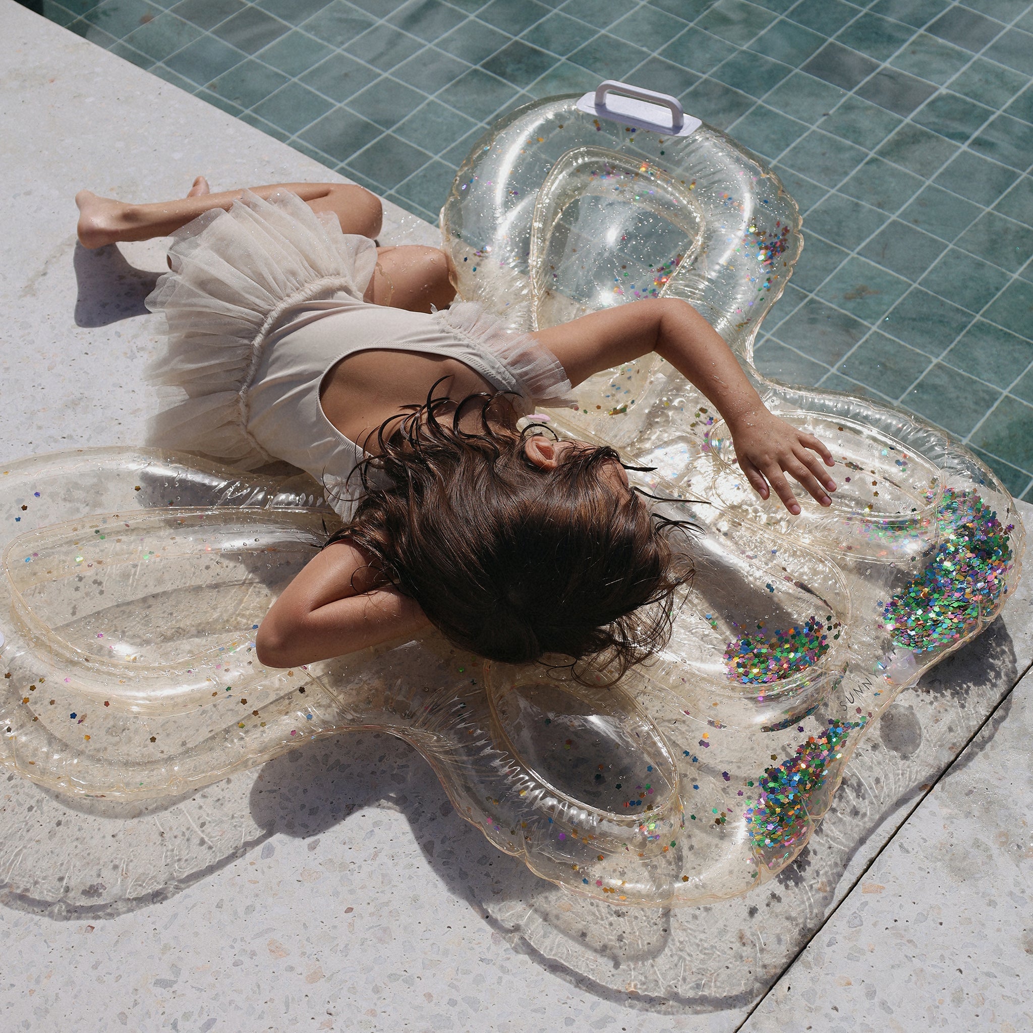 Sunnylife - Colchoneta Hinchable Infantil de Mar y Piscina Mariposa Algodón de Azúcar