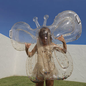 Sunnylife - Colchoneta Hinchable Infantil de Mar y Piscina Mariposa Algodón de Azúcar