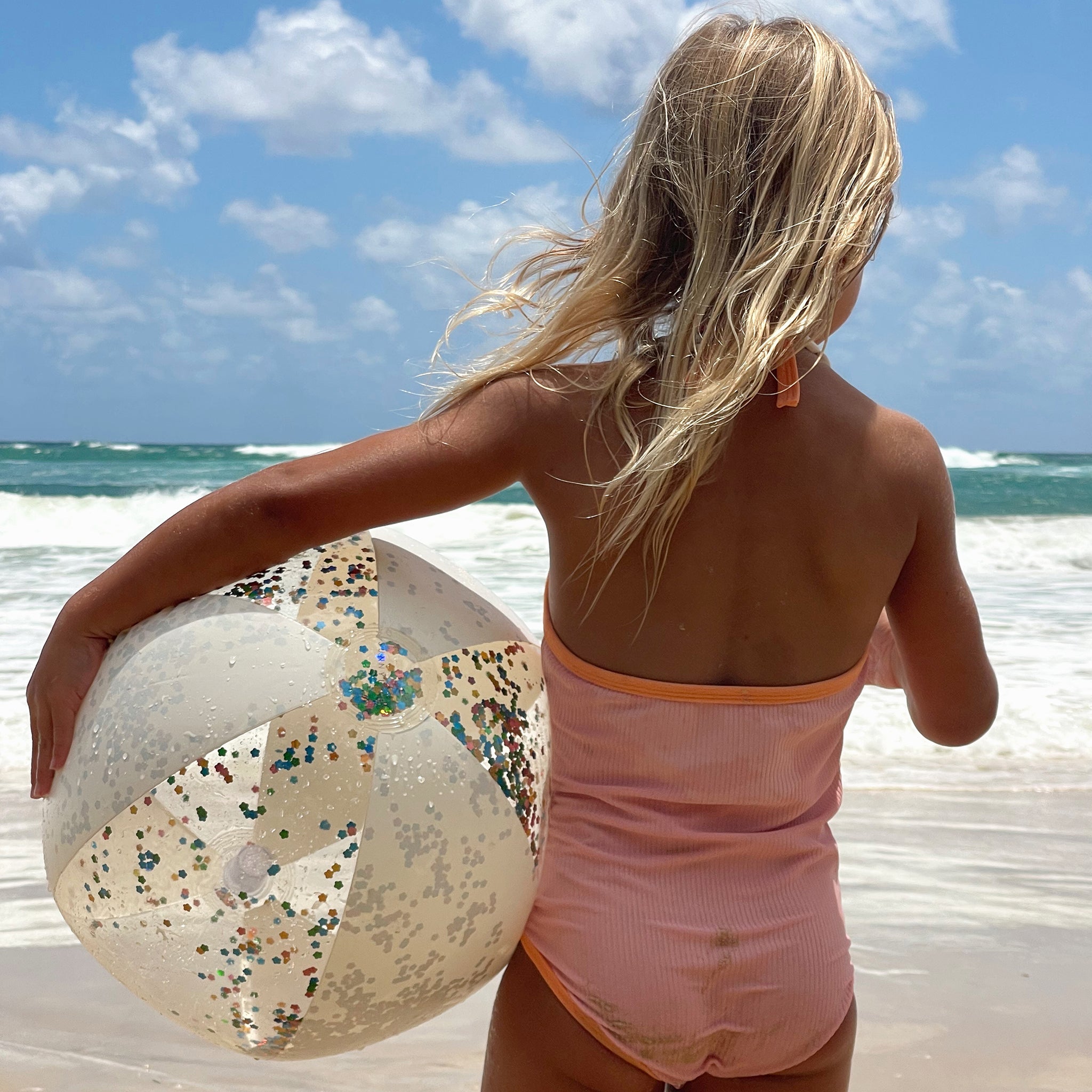Sunnylife - Balón de playa inflable con purpurina Cotton Candy