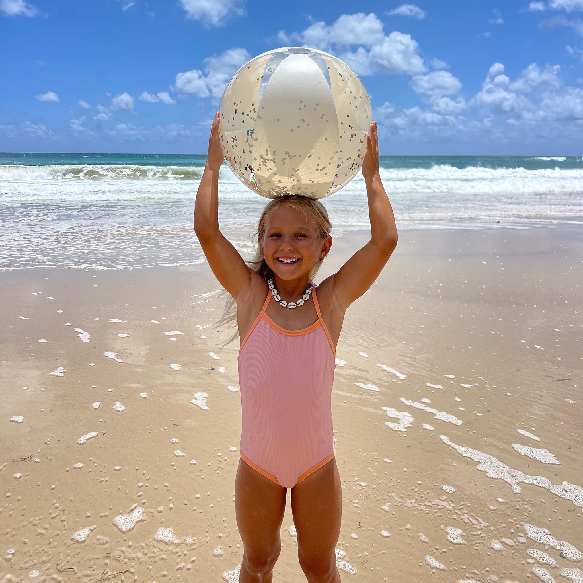 Sunnylife - Balón de playa inflable con purpurina Cotton Candy