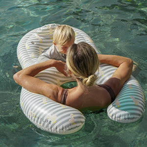 Sunnylife - Asiento Flotador Hinchable para Bebé Pato Salvia para Piscina y Mar