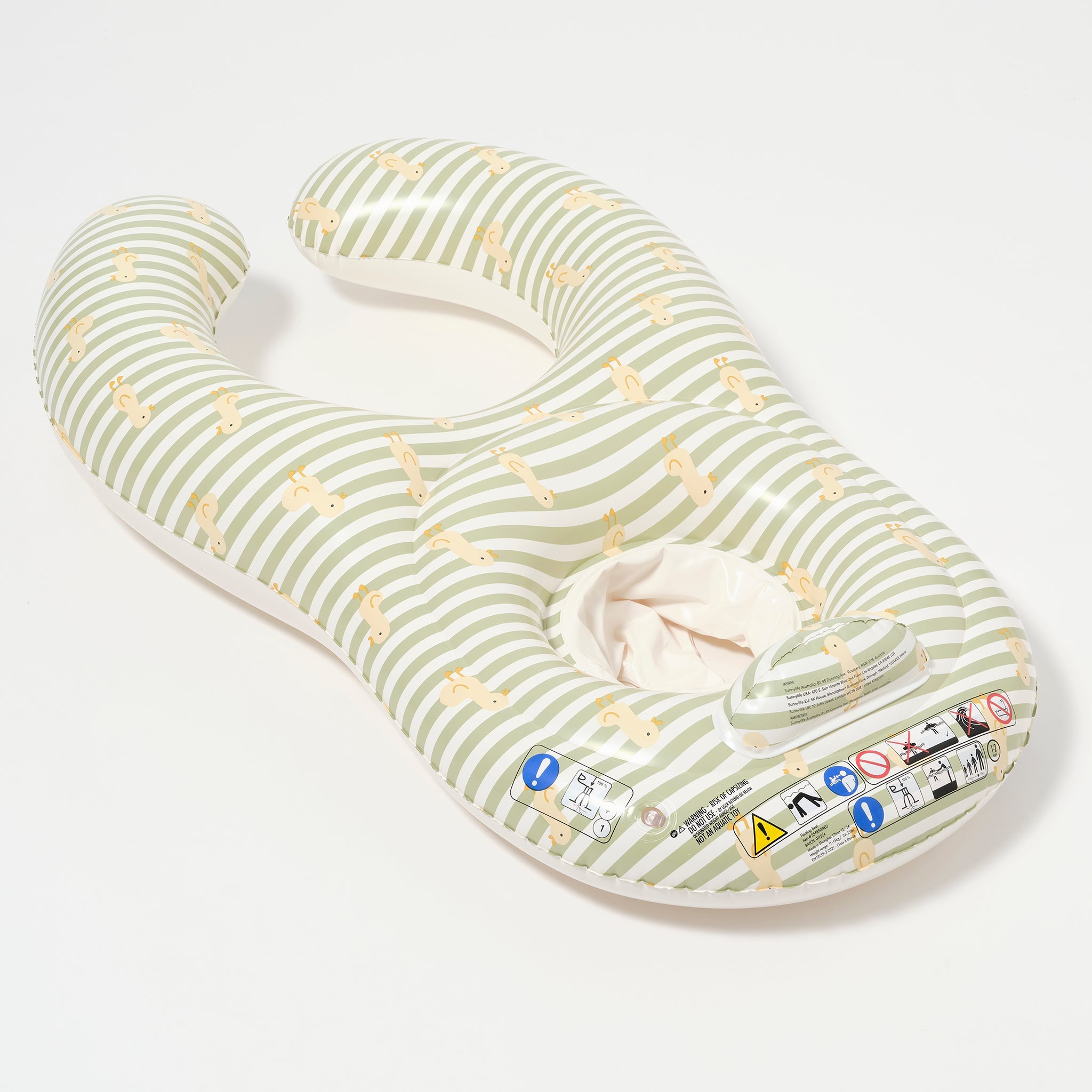 Sunnylife - Asiento Flotador Hinchable para Bebé Pato Salvia para Piscina y Mar