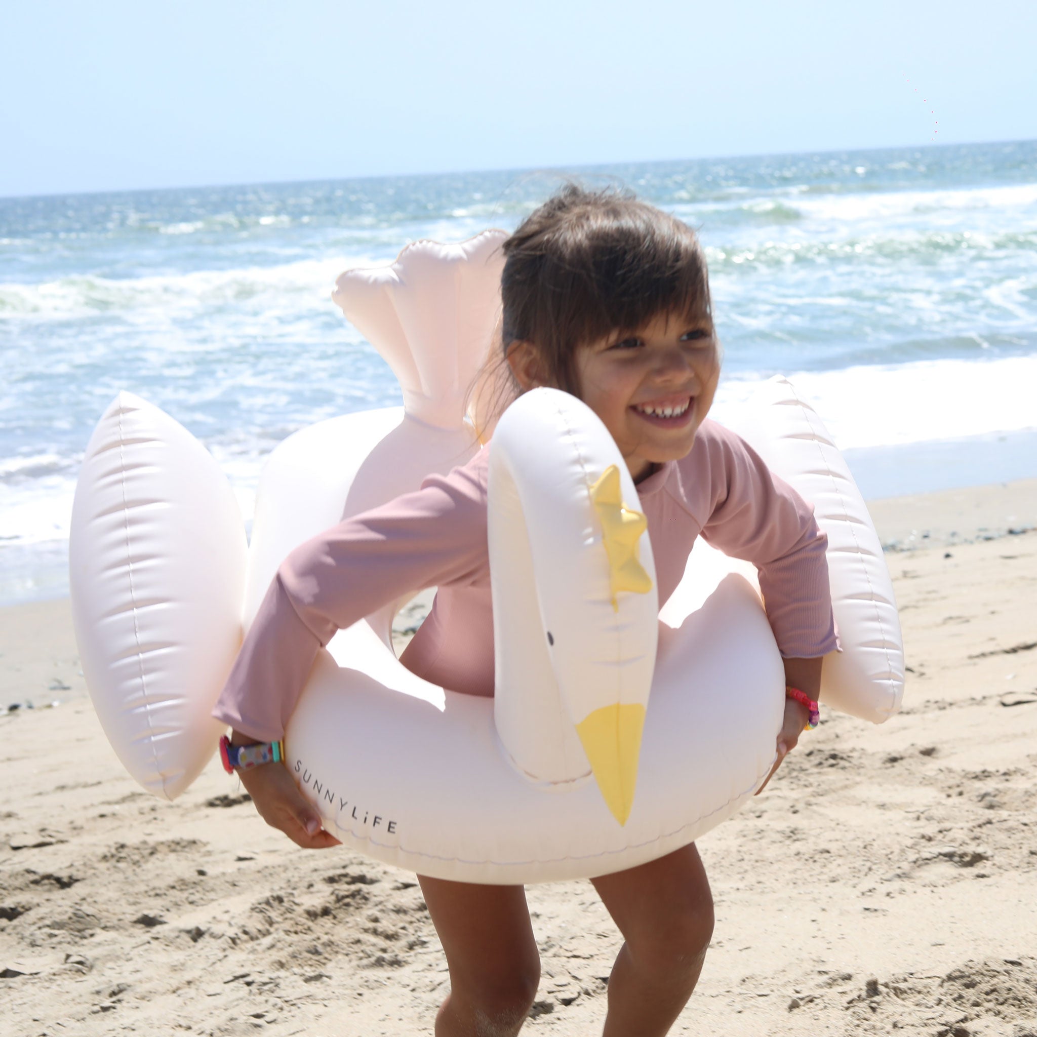 Sunnylife - Flotador Hinchable Infantil de Piscina y Playa Cisne Princesa