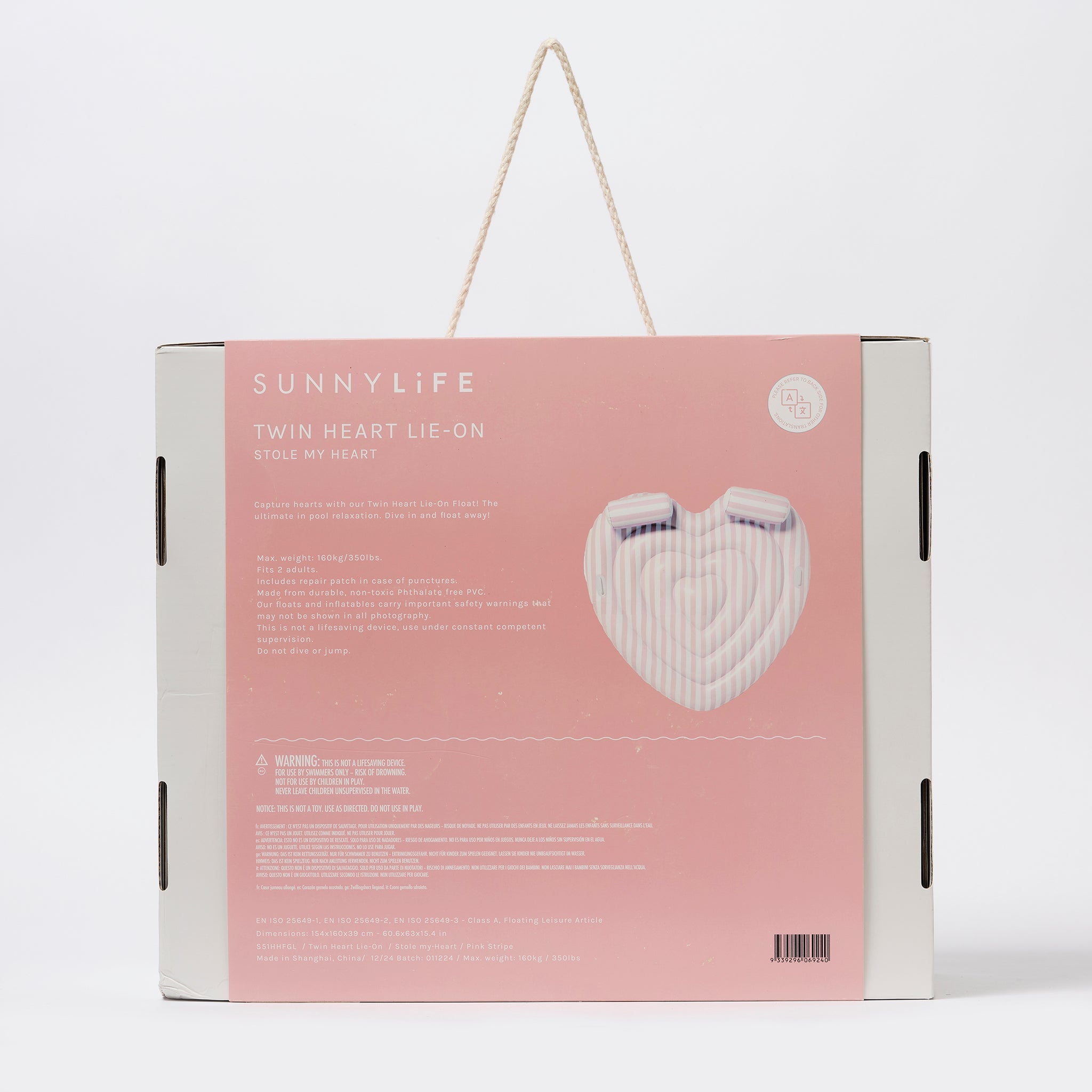 Sunnylife - Stole My Heart - Colchoneta Hinchable Doble para Piscina y Mar