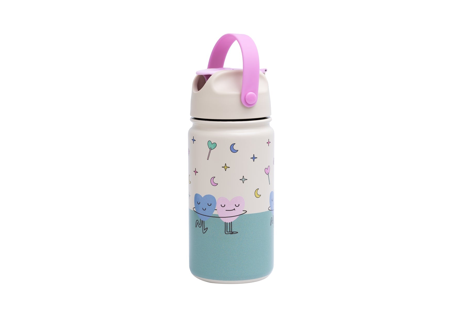 The Cotton Cloud - Dancing Hearts 420 ml Botella Termo de Acero Inoxidable con Pajita Oculta