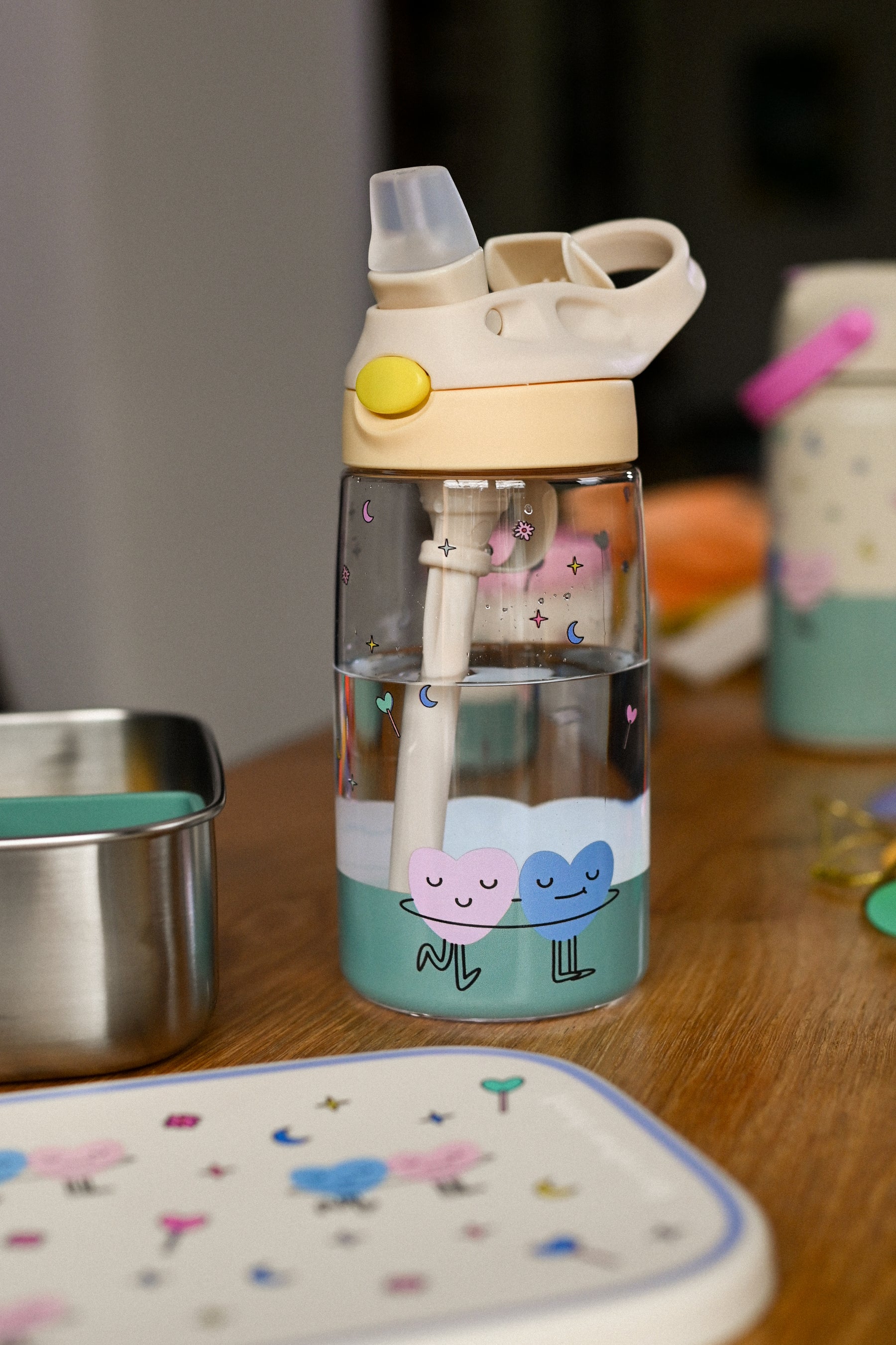 The Cotton Cloud - Dancing Hearts Vaso Tritan de 480 ML con Pajita Oculta