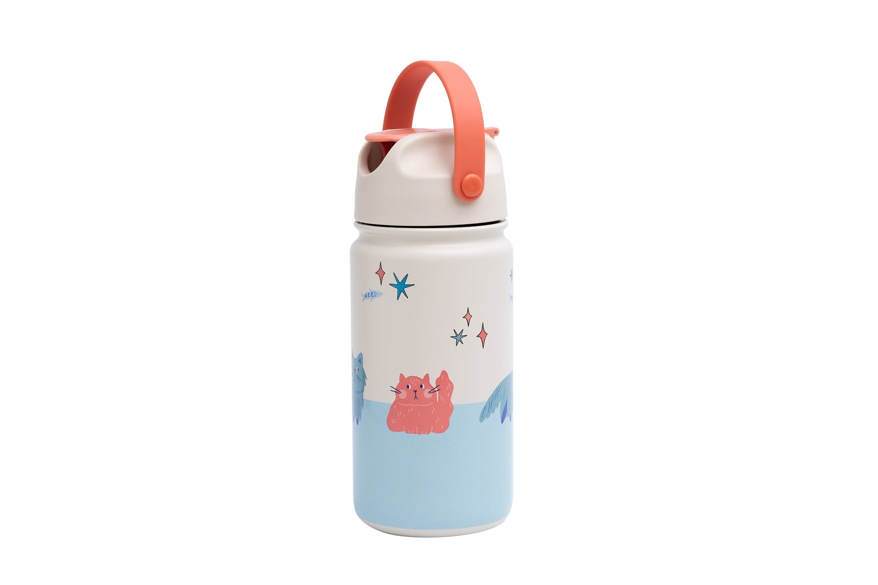 The Cotton Cloud - Meowful Cats Botella de agua de acero inoxidable 420ML con pajita oculta