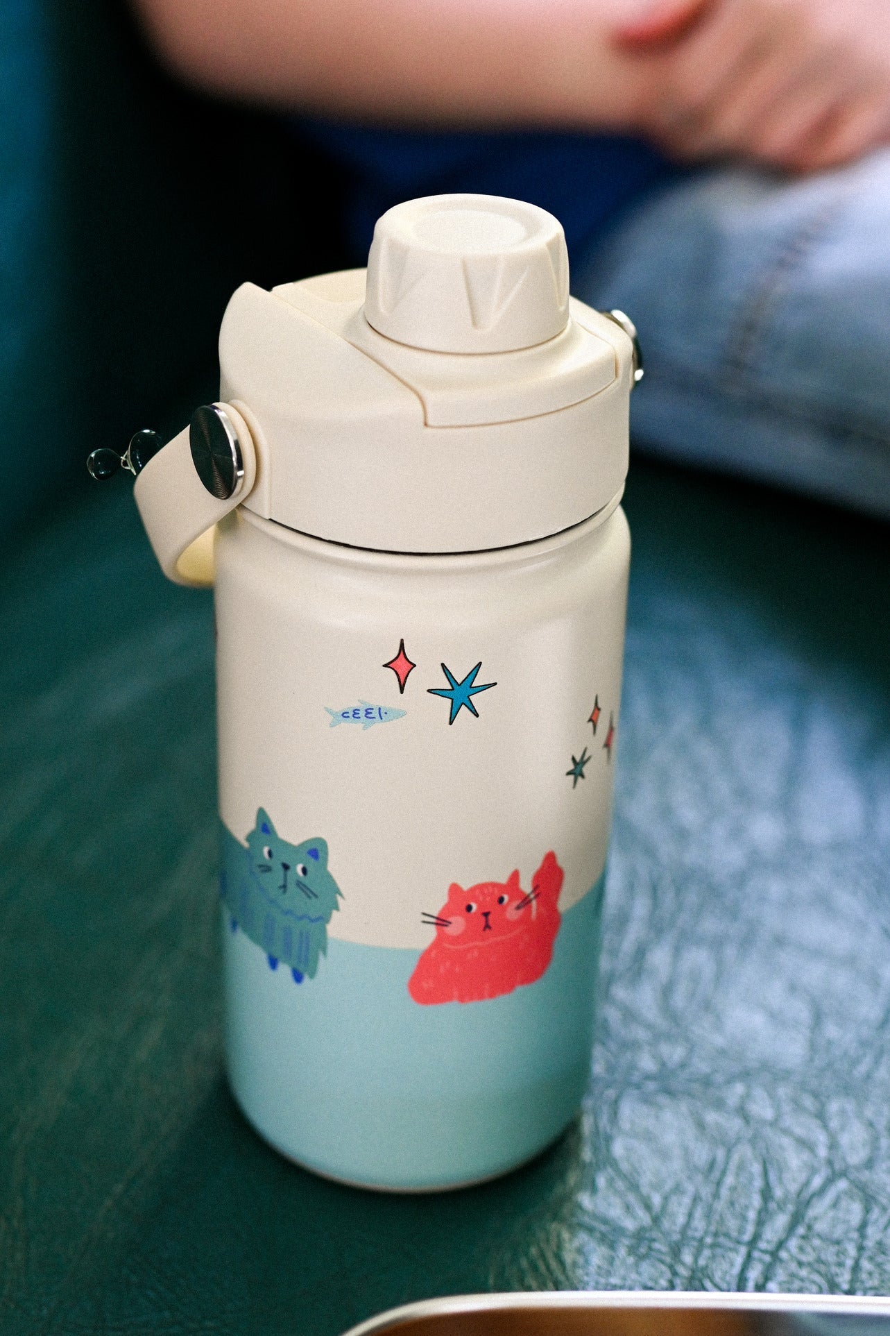 The Cotton Cloud - Meowful Cats Botella de agua de acero inoxidable 420ML con pajita oculta