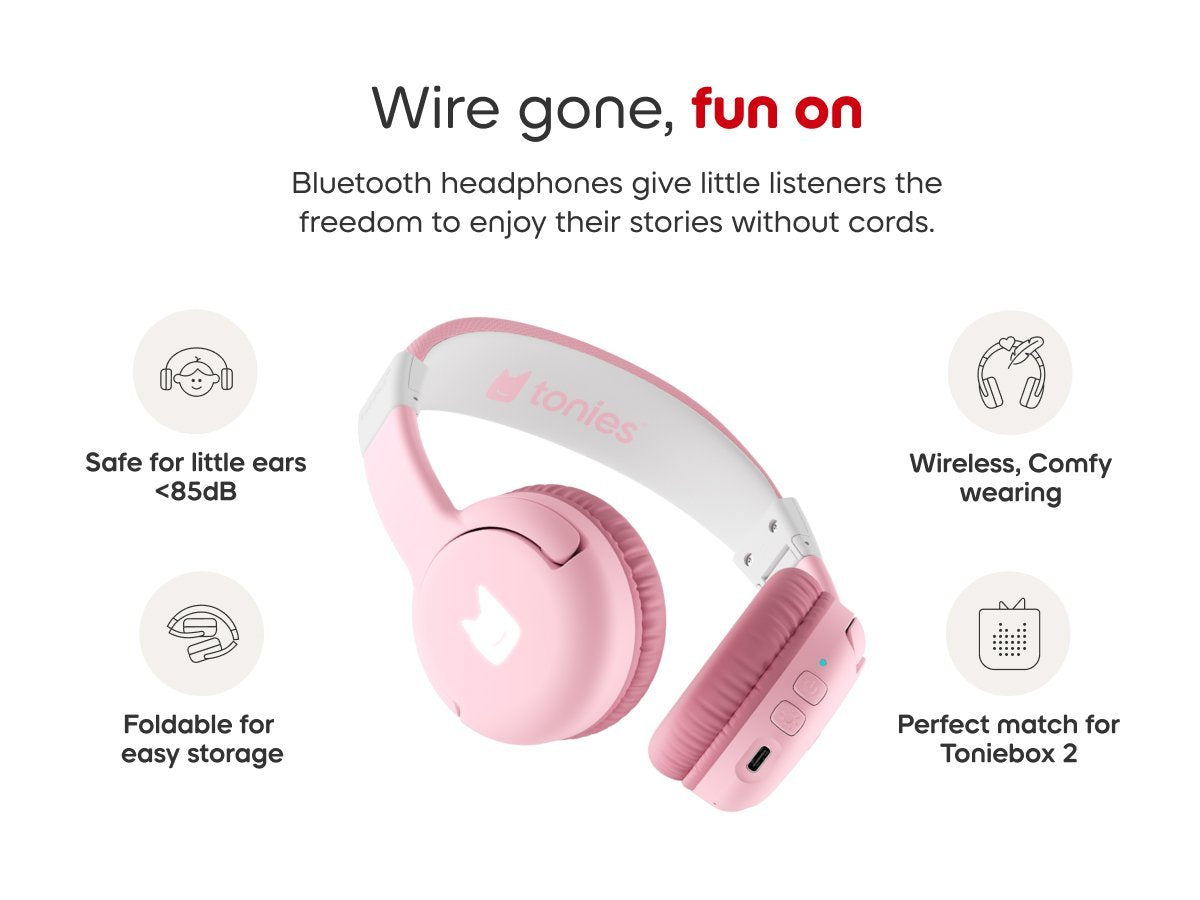 Tonies - Toniebox 2 Auriculares Infantiles Plegables Bluetooth Nube Rosa