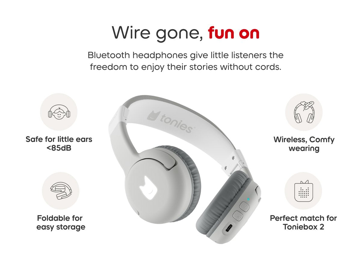 Tonies - Auriculares Bluetooth plegables para niños Toniebox 2, color gris