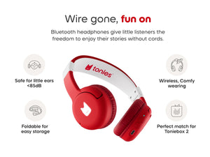 Tonies - Auriculares plegables Bluetooth para niños Toniebox 2, color rojo