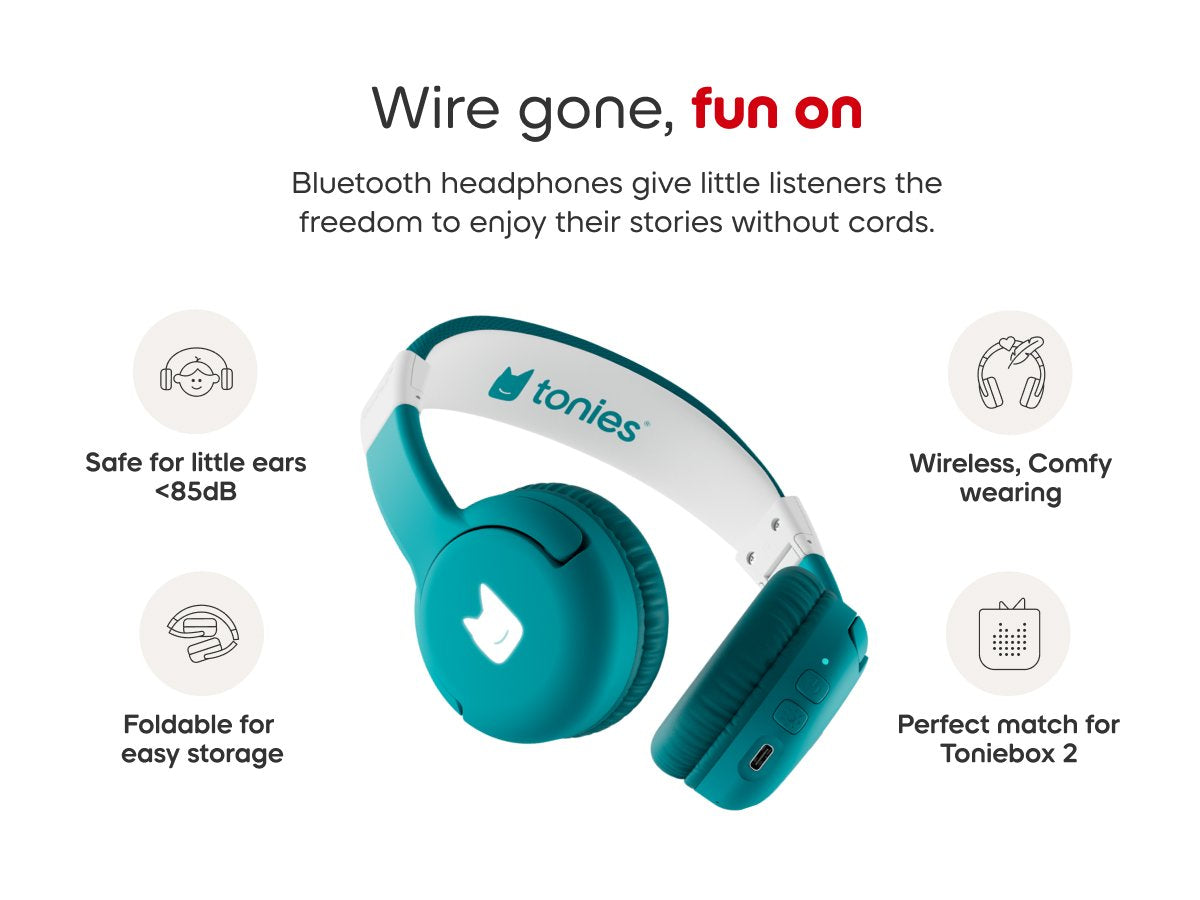 Tonies - Toniebox 2 Auriculares Infantiles Plegables Bluetooth Turquesa Tropical