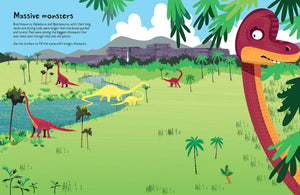 Usborne - Actividades de calcomanías de dinosaurios grandes y libro de cuentos