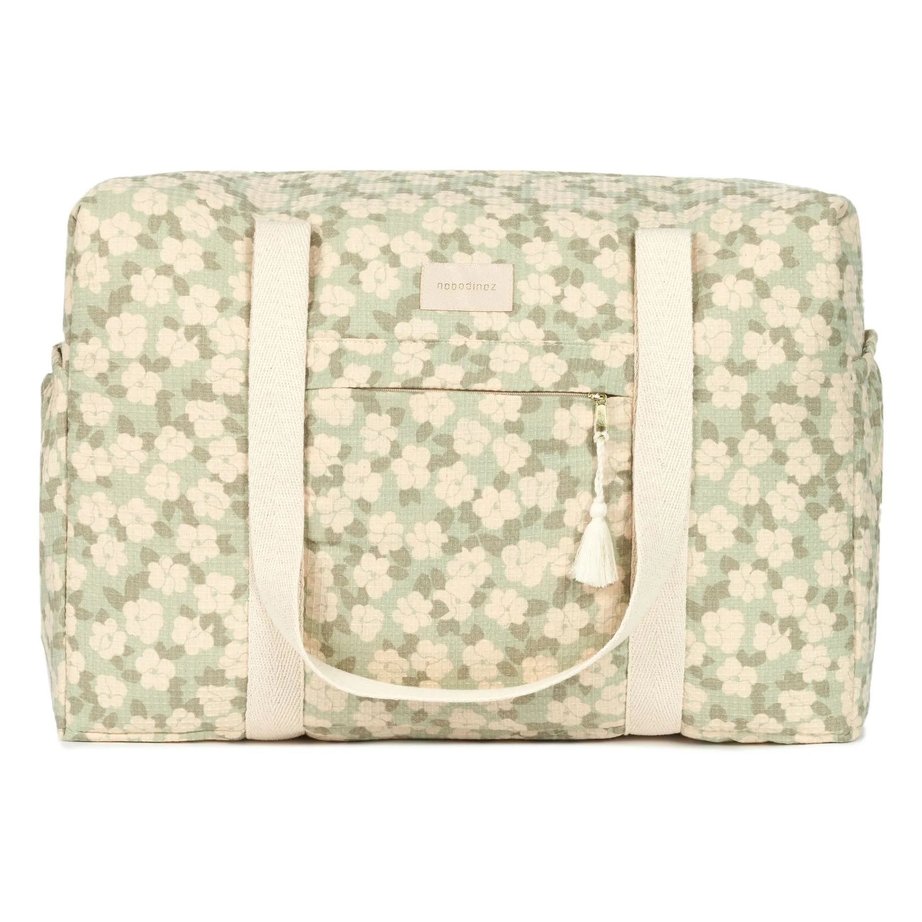 Nobodinoz - Bolso de maternidad impermeable, de algodón orgánico Opera Sakura | Salvia